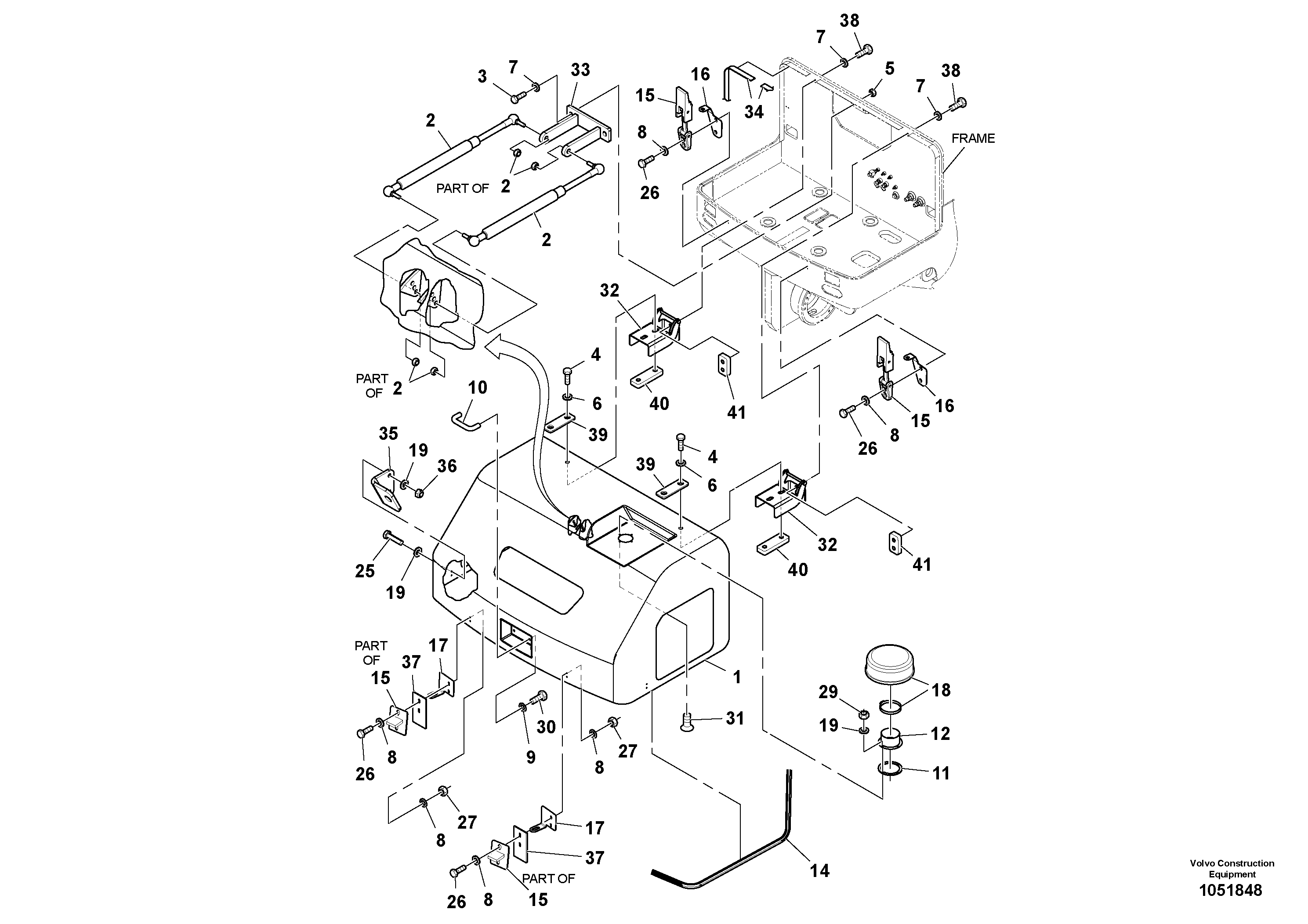 Схема запчастей Volvo PT220RH/PT240RH - 100963 Engine Hood Installation 
