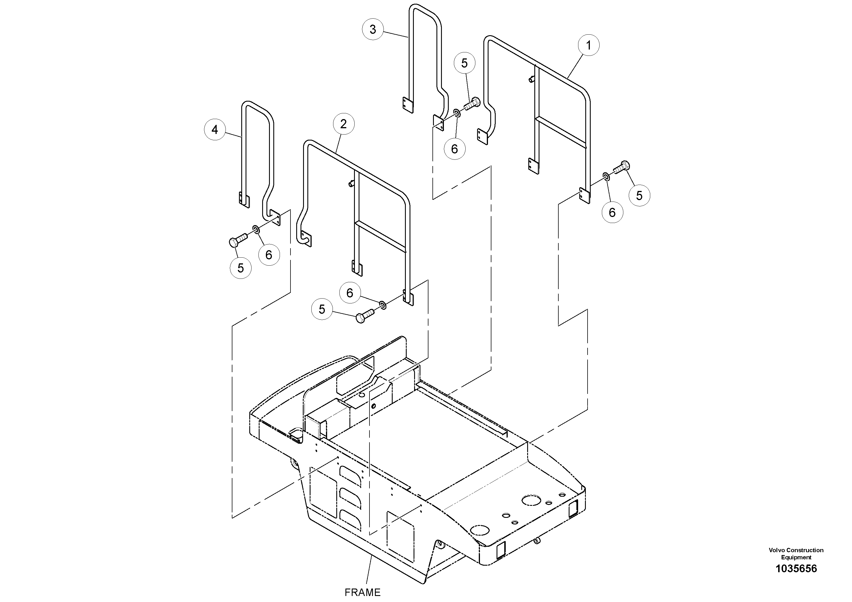 Схема запчастей Volvo PT220RH/PT240RH - 102362 Railing Installation 