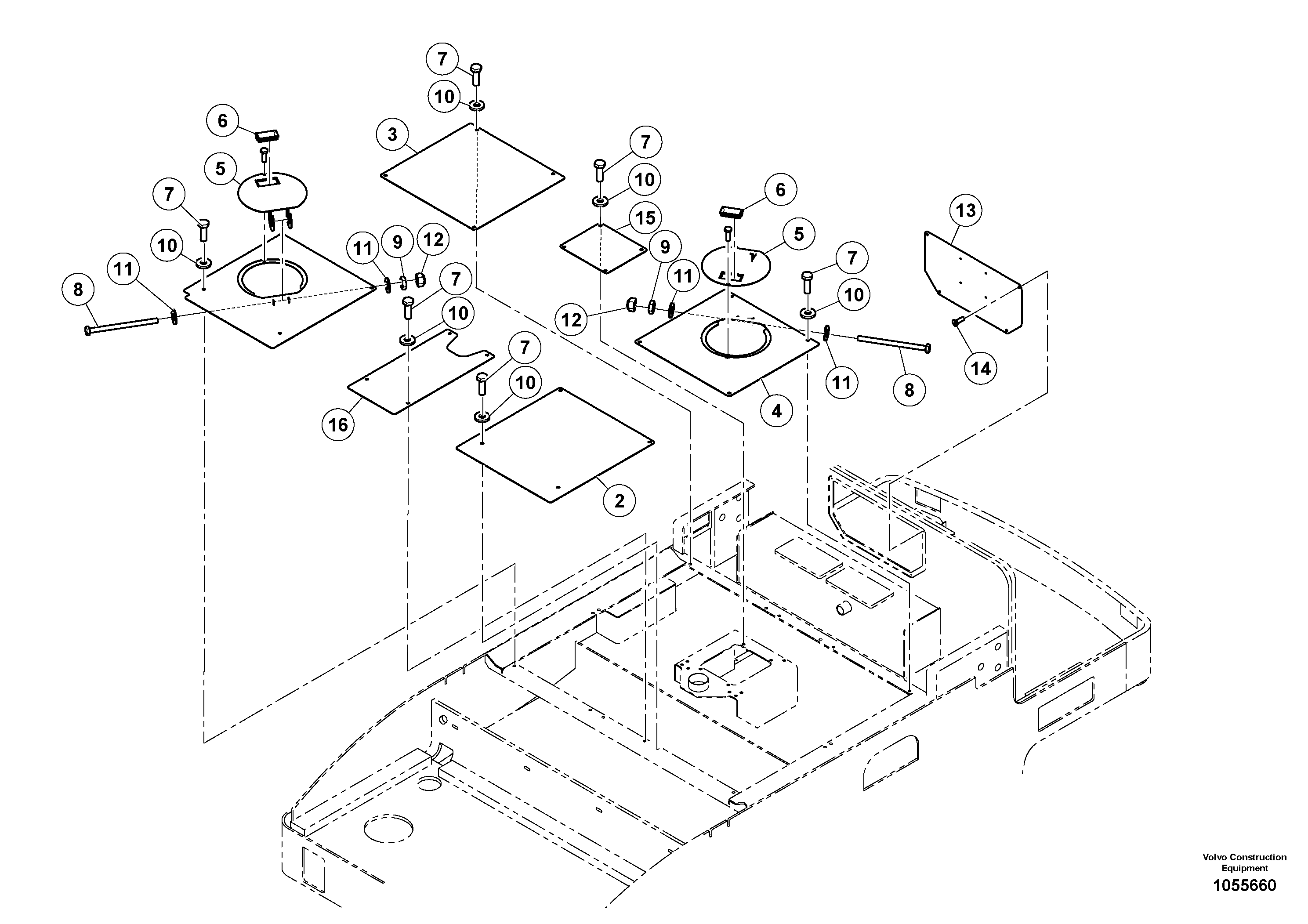 Схема запчастей Volvo PT220RH/PT240RH - 105968 Deck Installation 