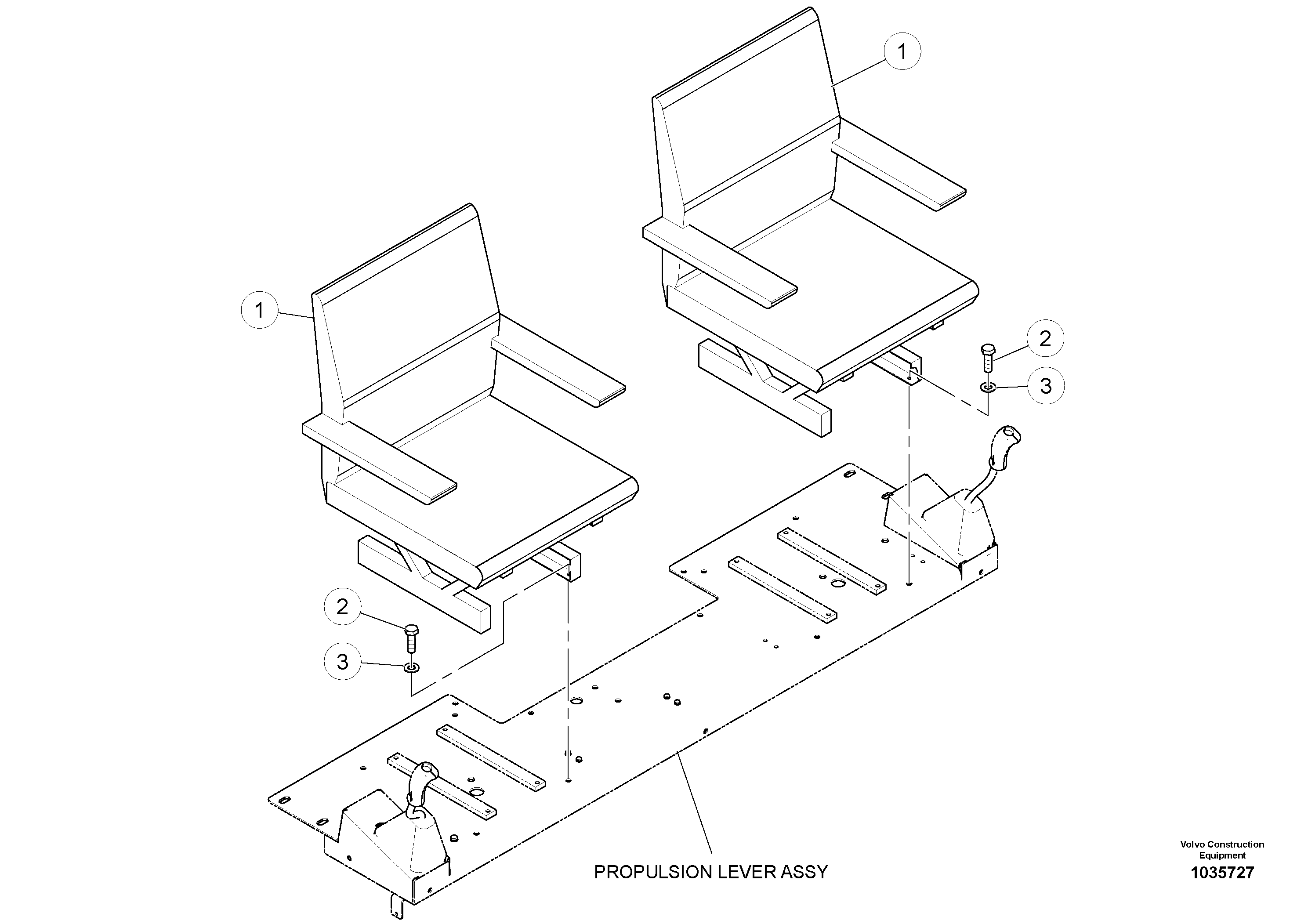 Схема запчастей Volvo PT220RH/PT240RH - 47323 Seat Installation 