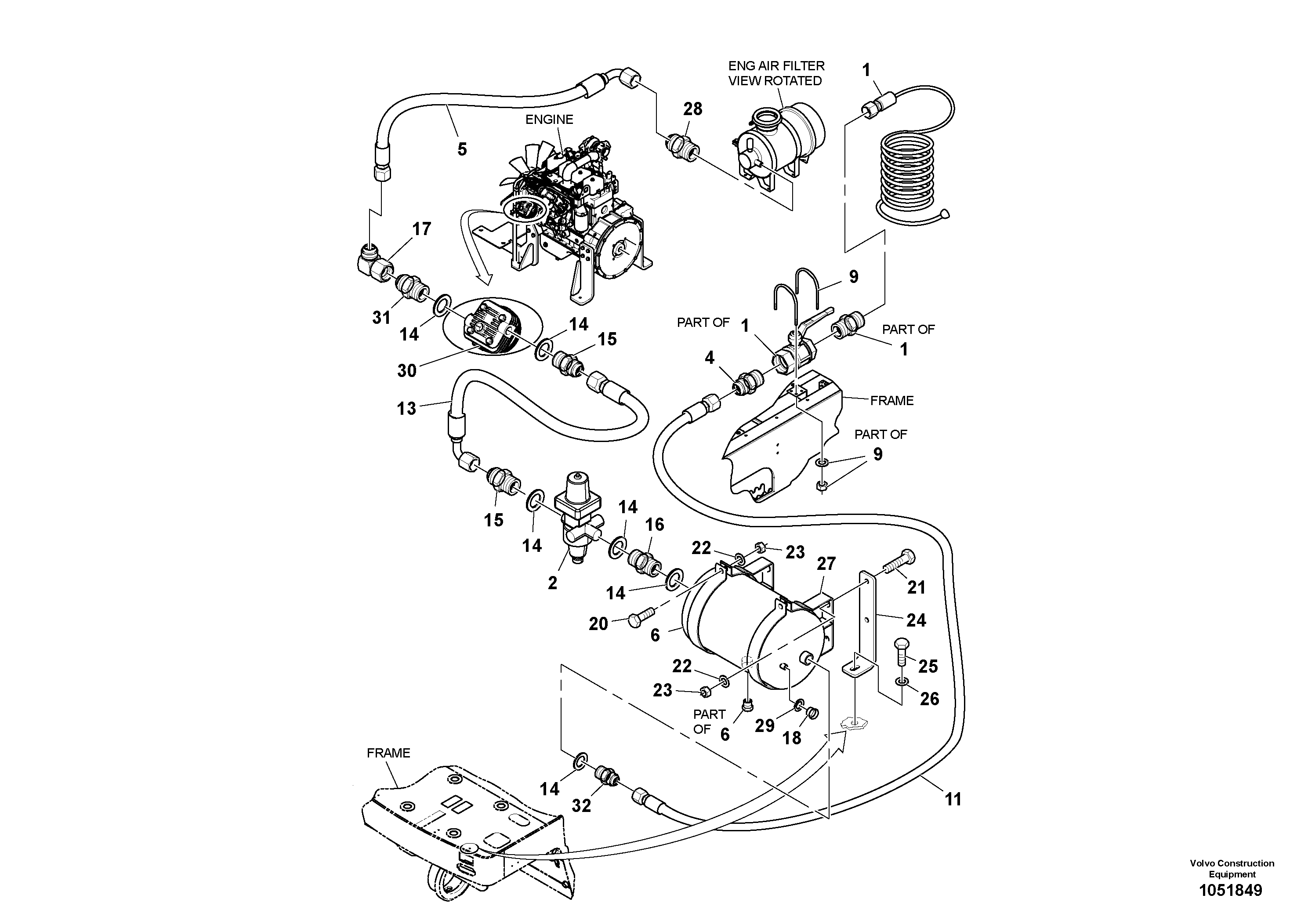 Схема запчастей Volvo PT220RH/PT240RH - 4964 Tyre Inflation Installation 