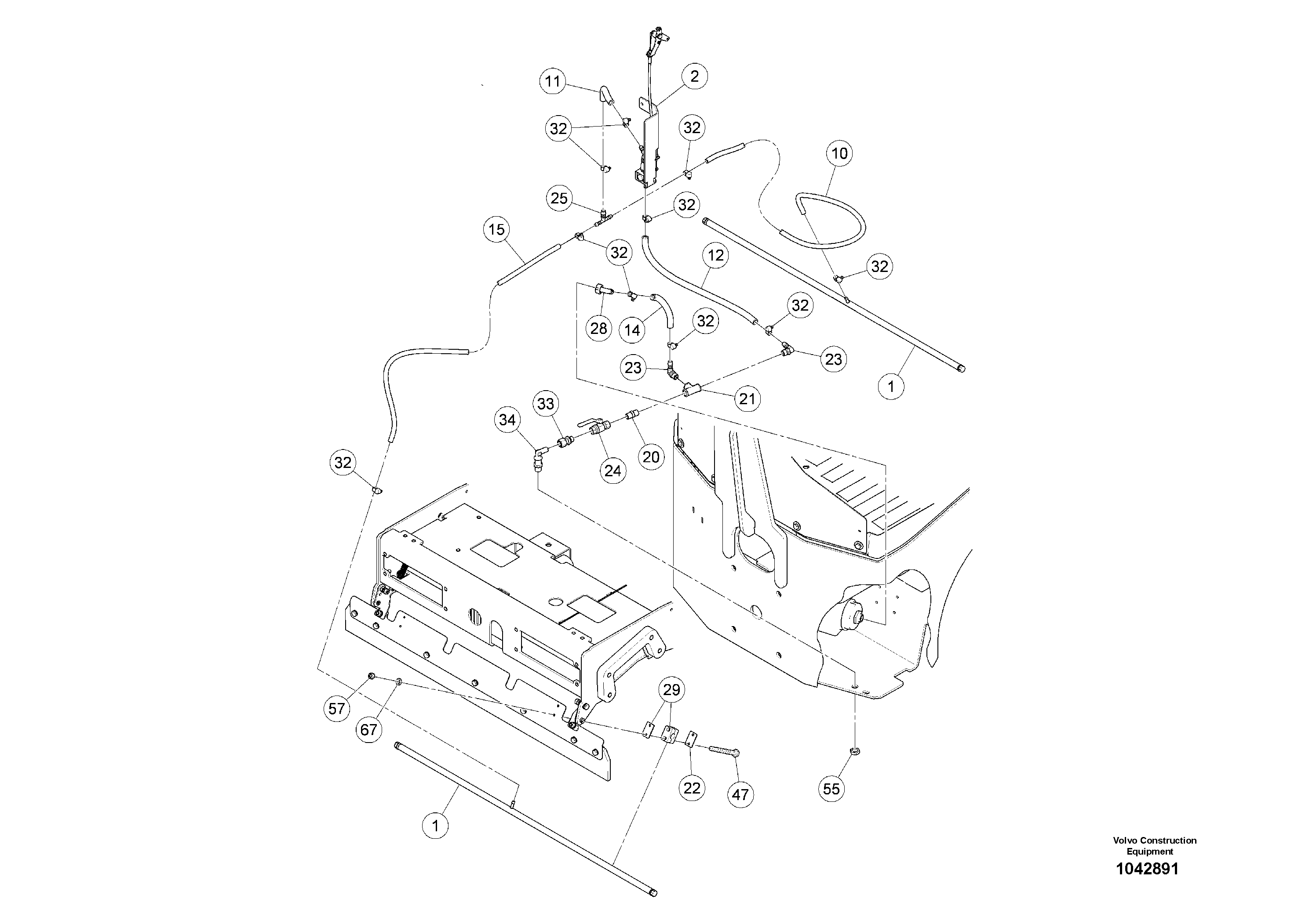Схема запчастей Volvo DD24 S/N 20661 - - 29224 Gravitation Sprinkler System 