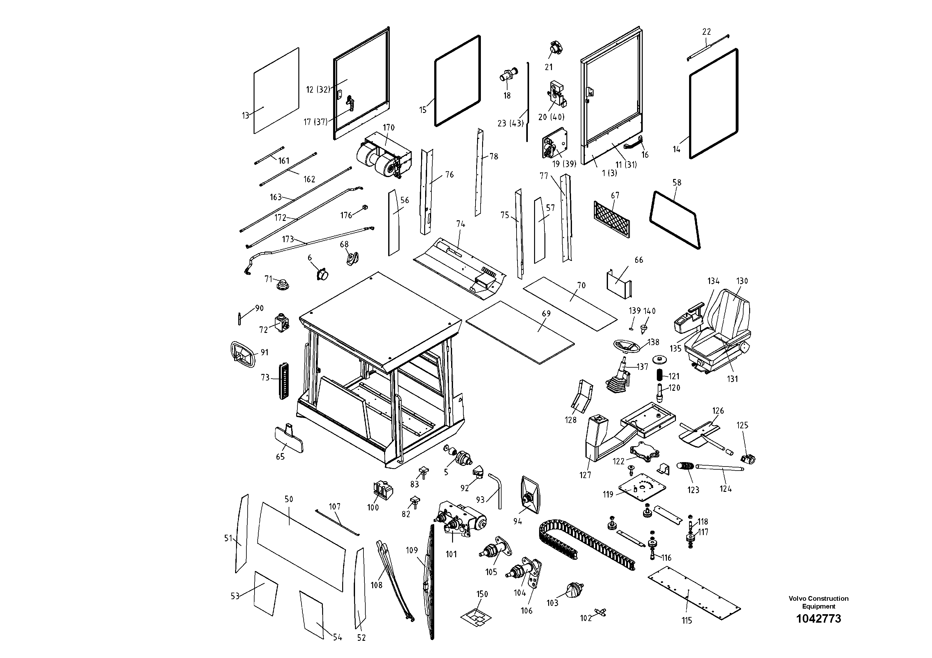 Схема запчастей Volvo DD85 S/N 21362 - - 53994 Cab 