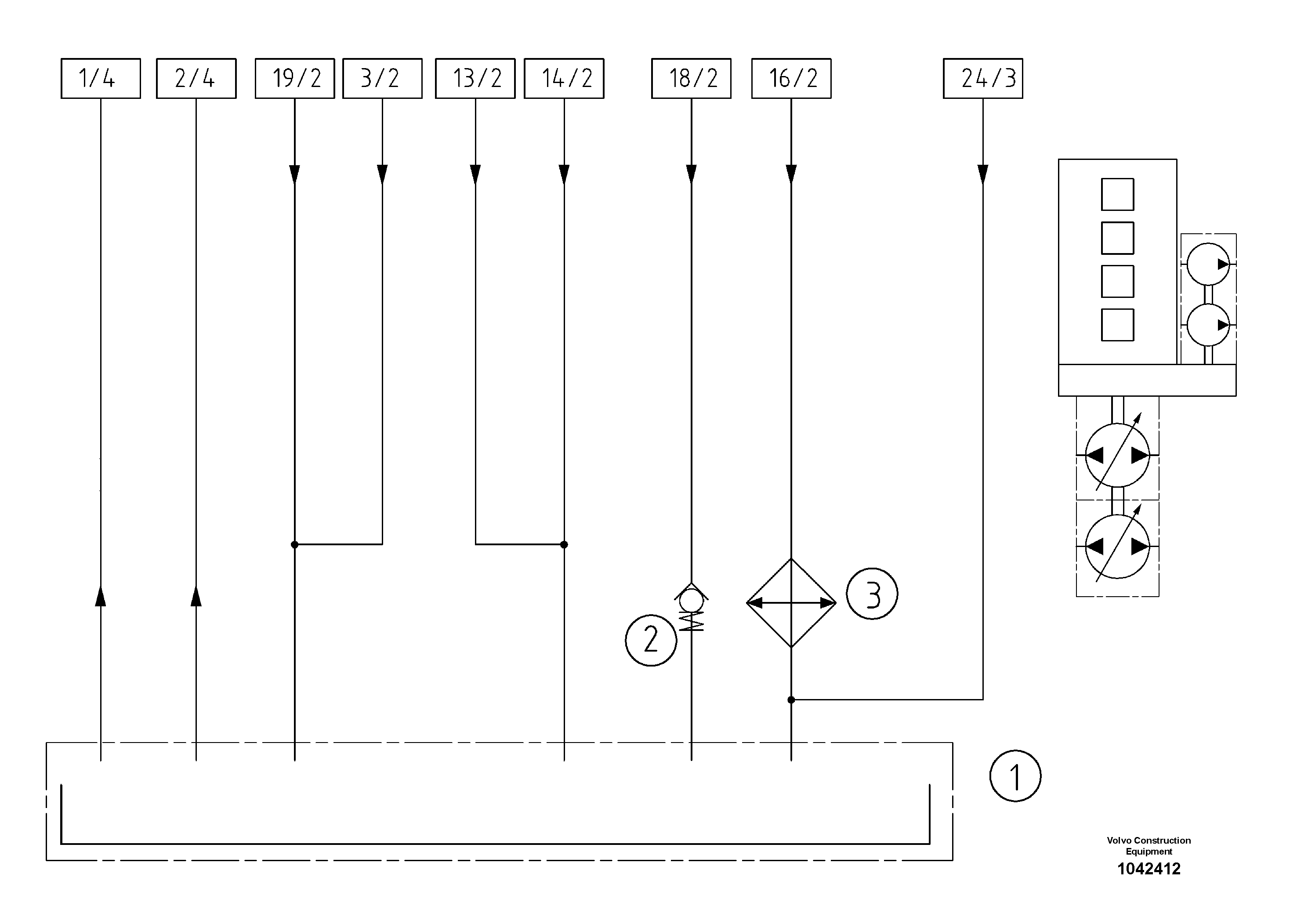 Схема запчастей Volvo DD85 S/N 21362 - - 26814 Hydraulic diagram 