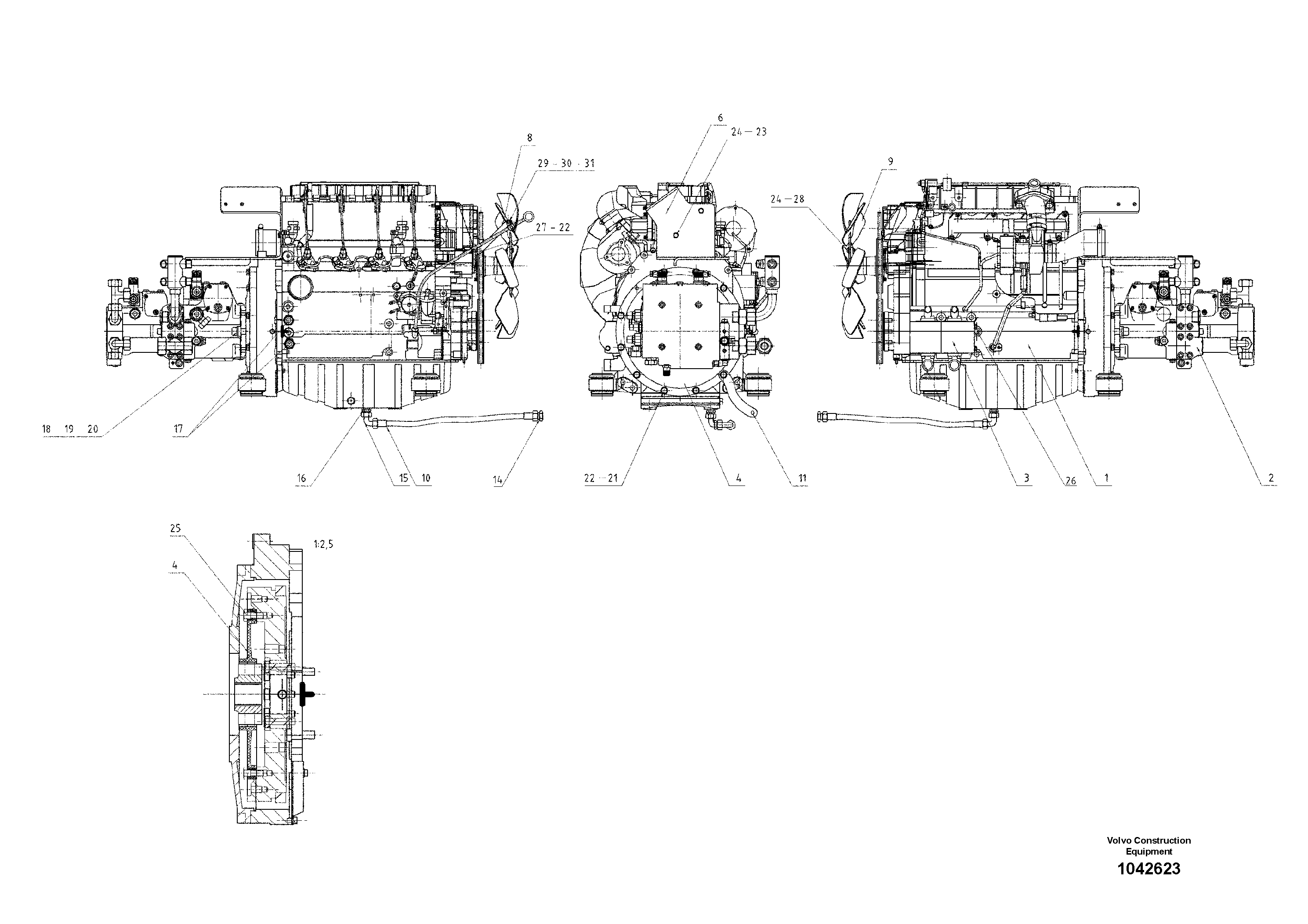 Схема запчастей Volvo DD95 S/N 20624 - - 72306 Basic Engine 