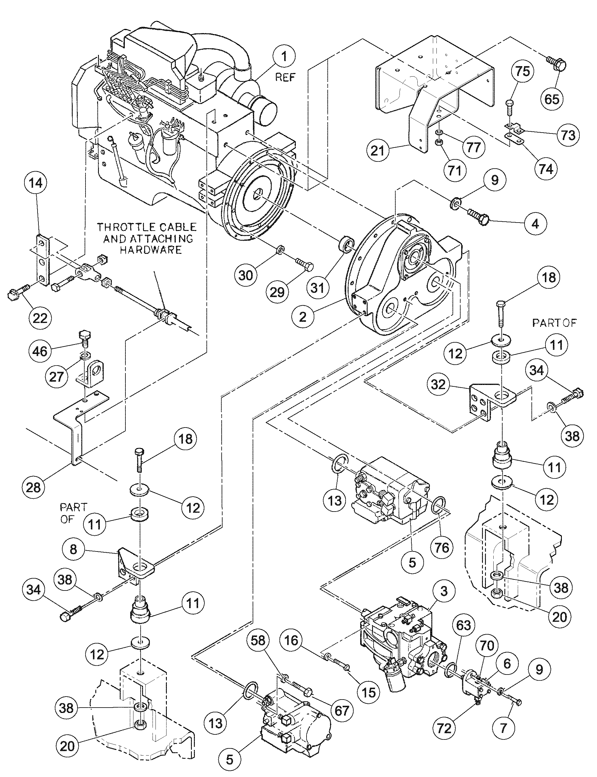Схема запчастей Volvo DD126HF S/N 53537 - - 100057 Engine Installation 