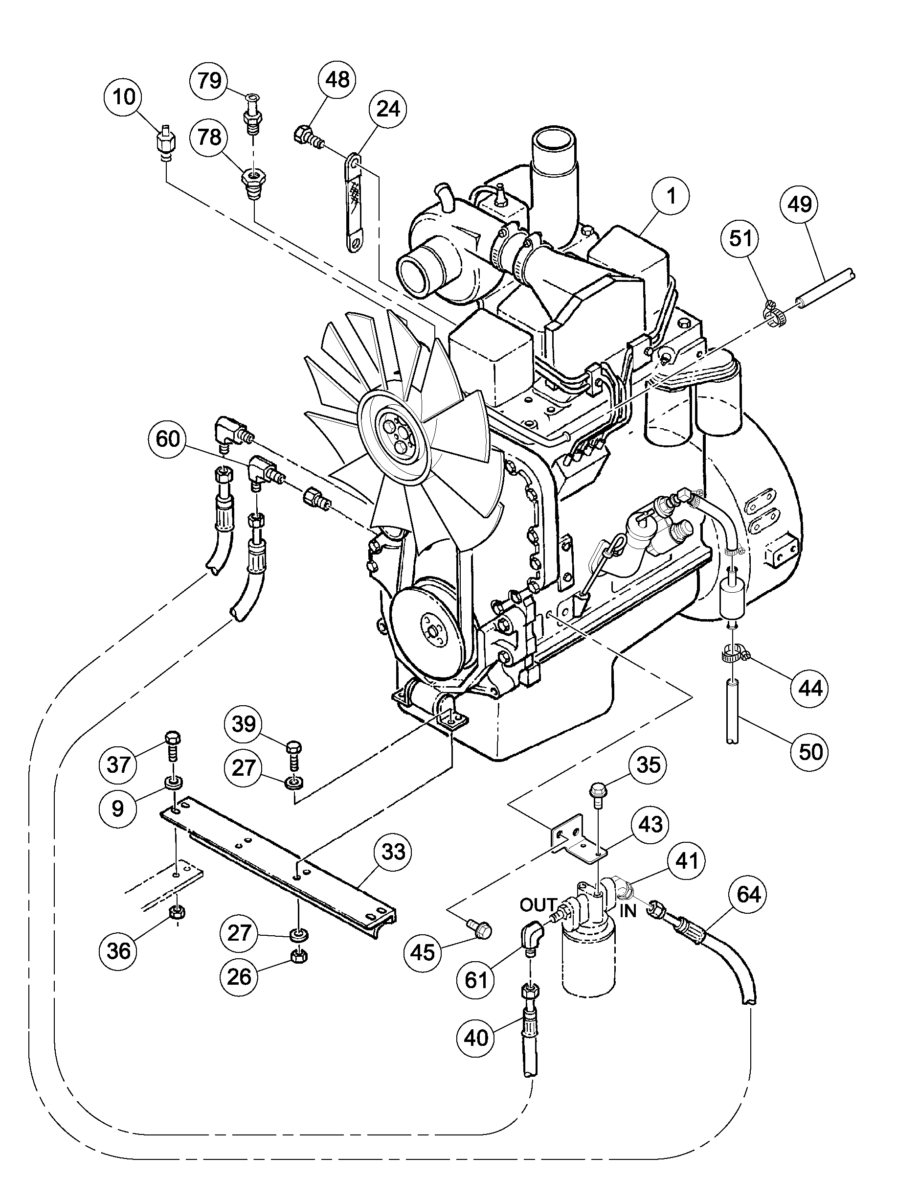 Схема запчастей Volvo DD126HF S/N 53537 - - 96369 Engine Installation 