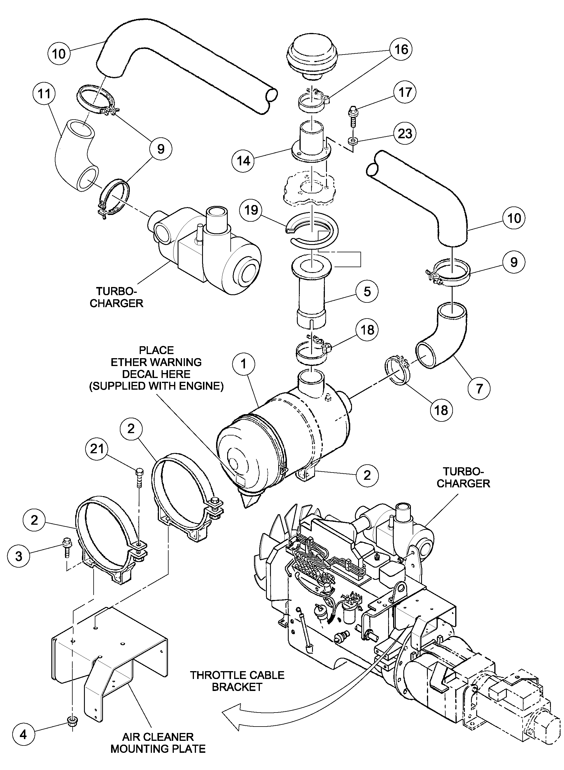 Схема запчастей Volvo DD126HF S/N 53537 - - 89269 Air cleaner installation 