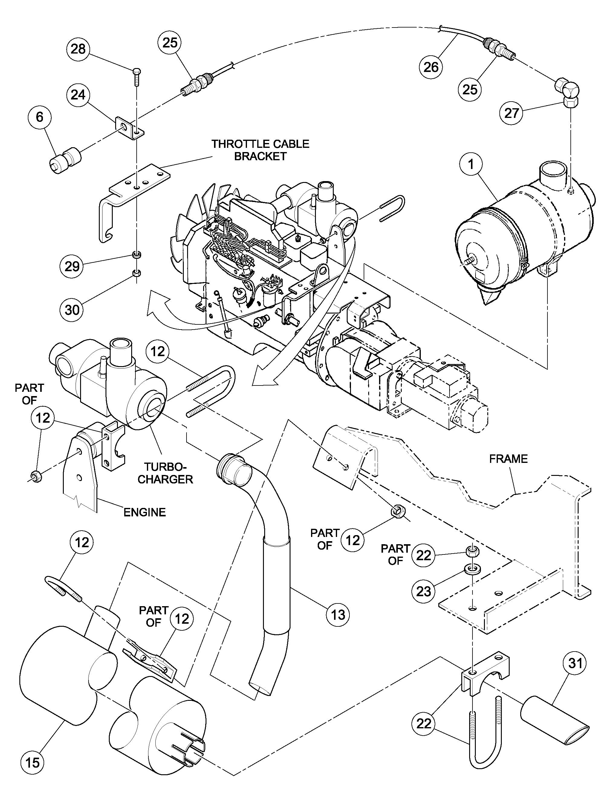Схема запчастей Volvo DD126HF S/N 53537 - - 89842 Air cleaner installation 