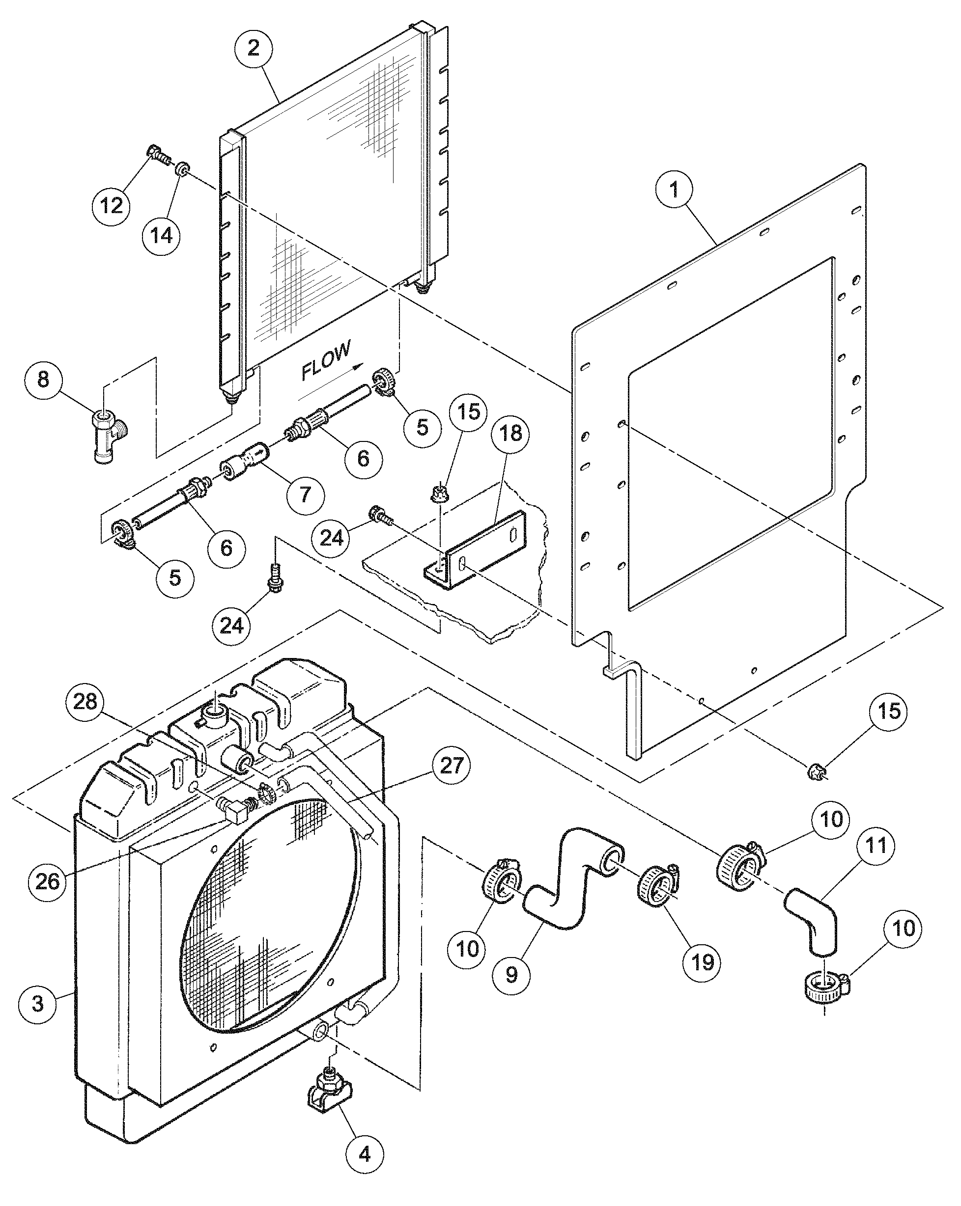 Схема запчастей Volvo DD126HF S/N 53537 - - 82255 Radiator and Oil Cooler Assembly 