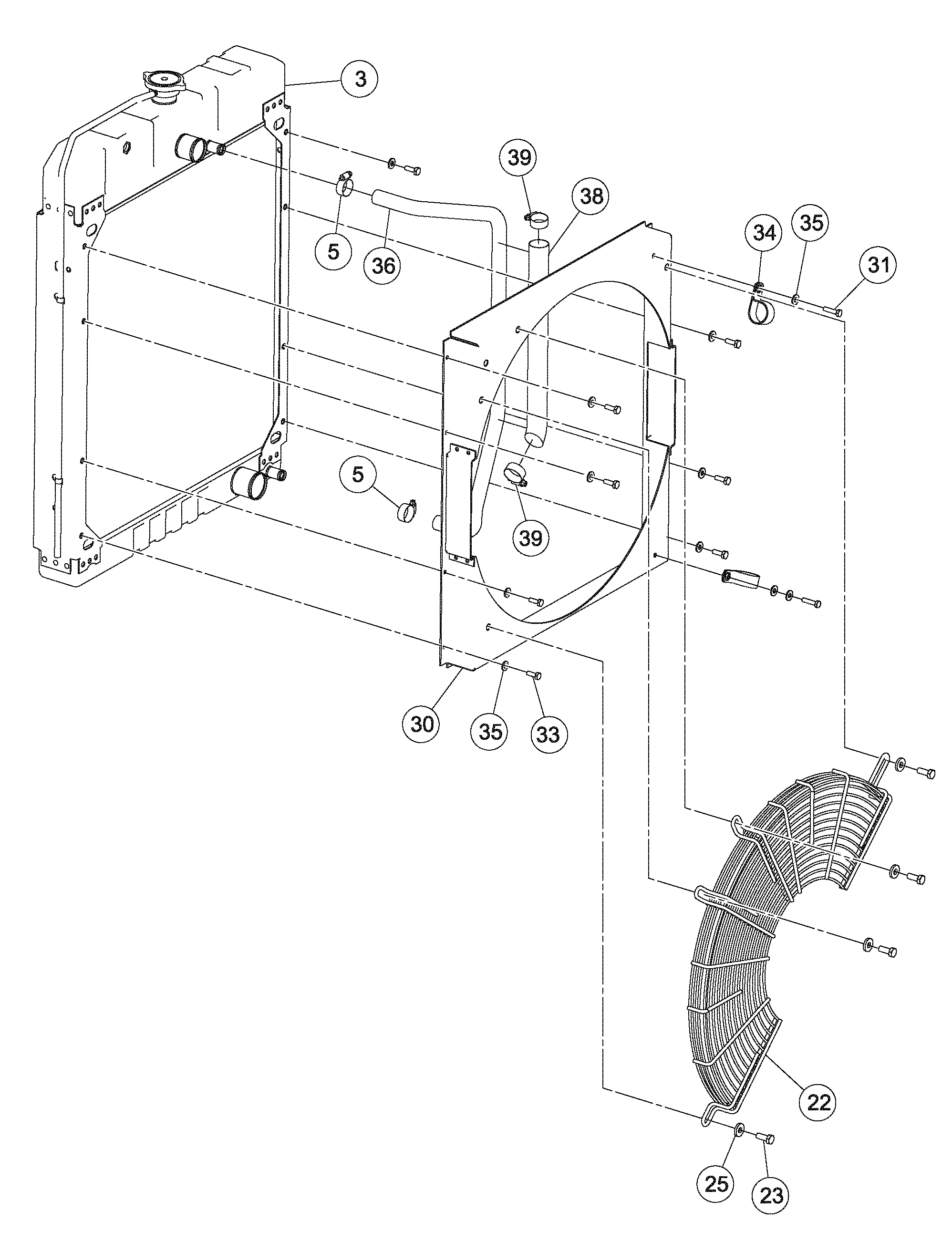 Схема запчастей Volvo DD126HF S/N 53537 - - 83470 Radiator and Oil Cooler Assembly 