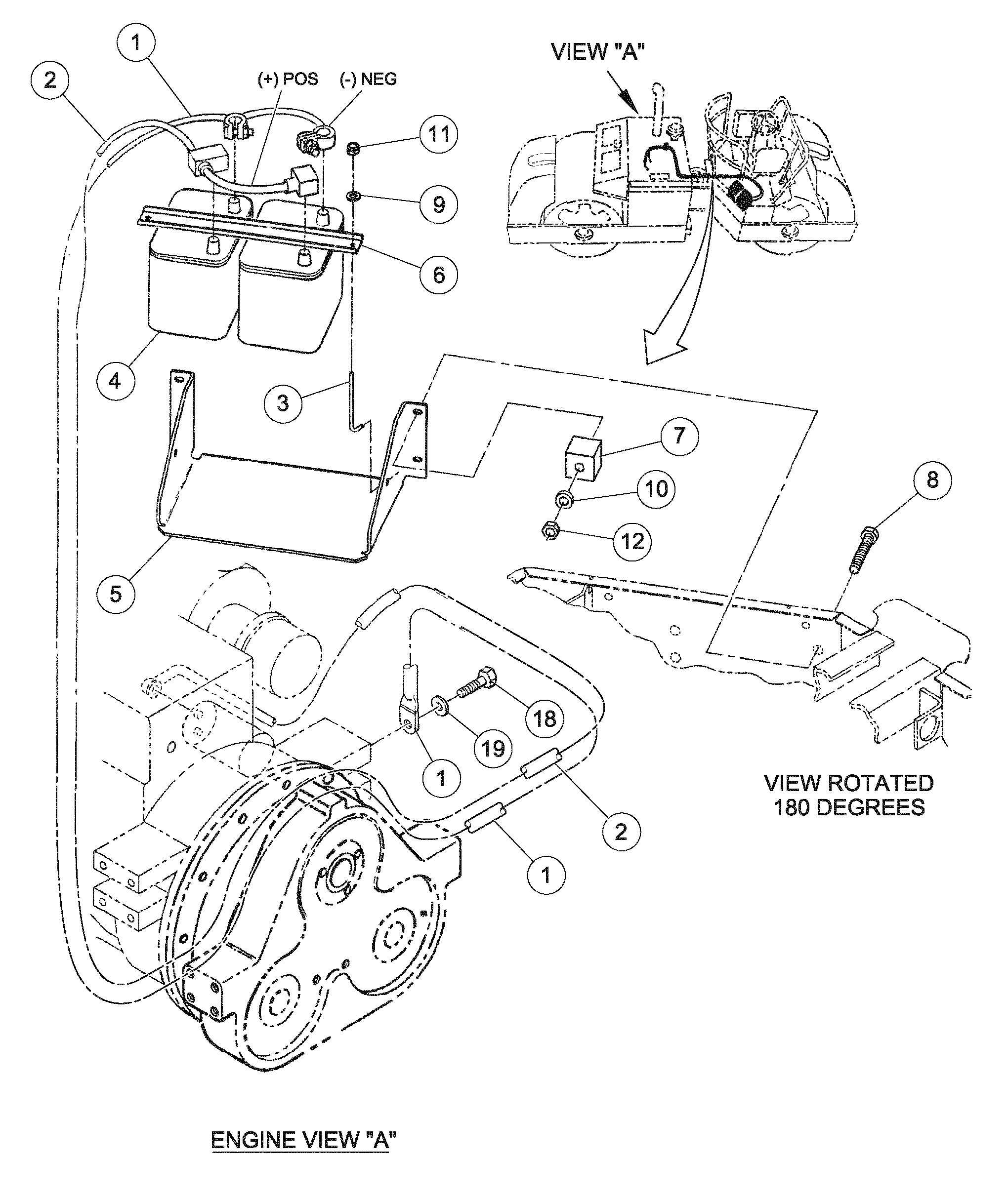 Схема запчастей Volvo DD126HF S/N 53537 - - 106273 Battery installation 