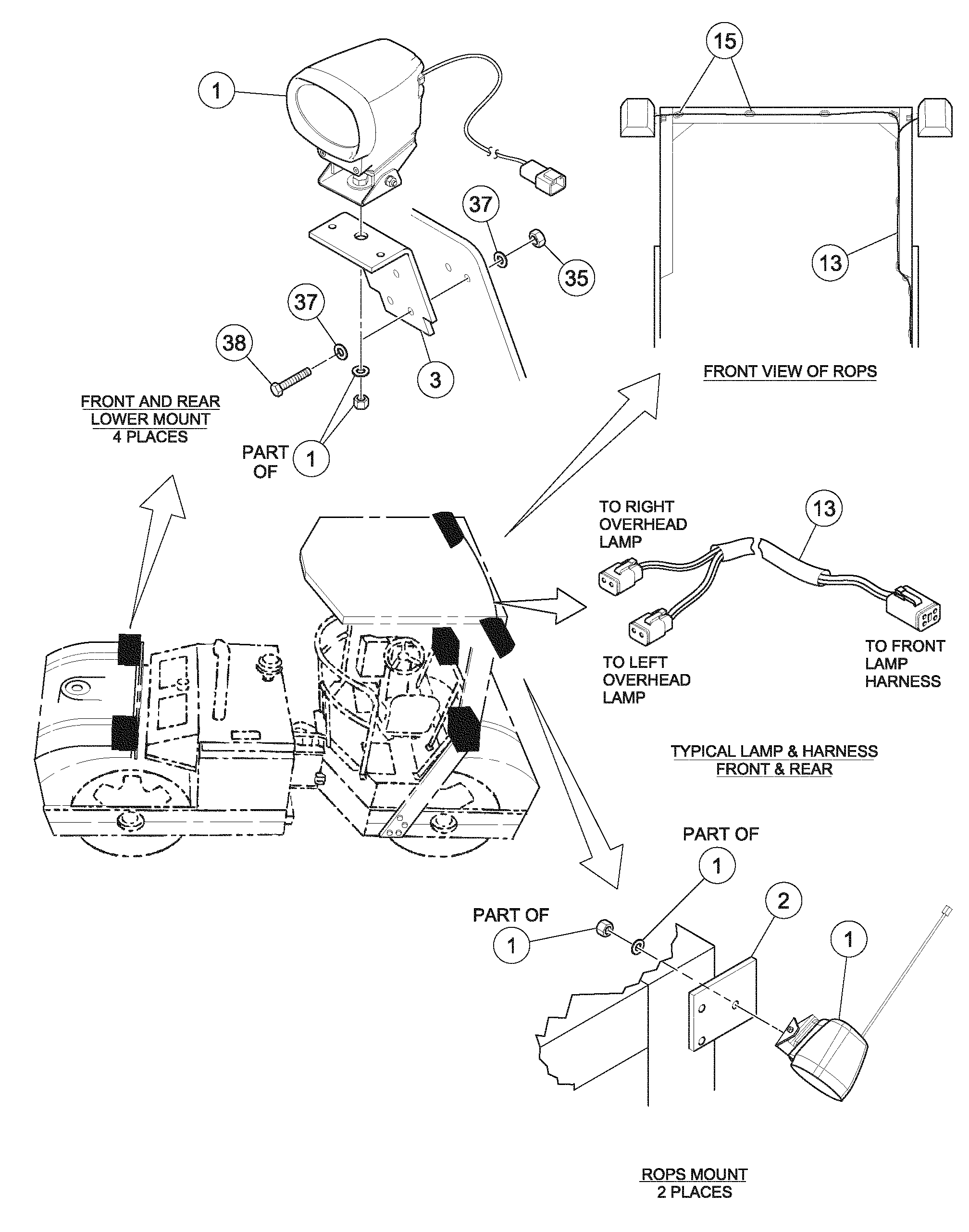 Схема запчастей Volvo DD126HF S/N 53537 - - 88085 HID/work light installation 
