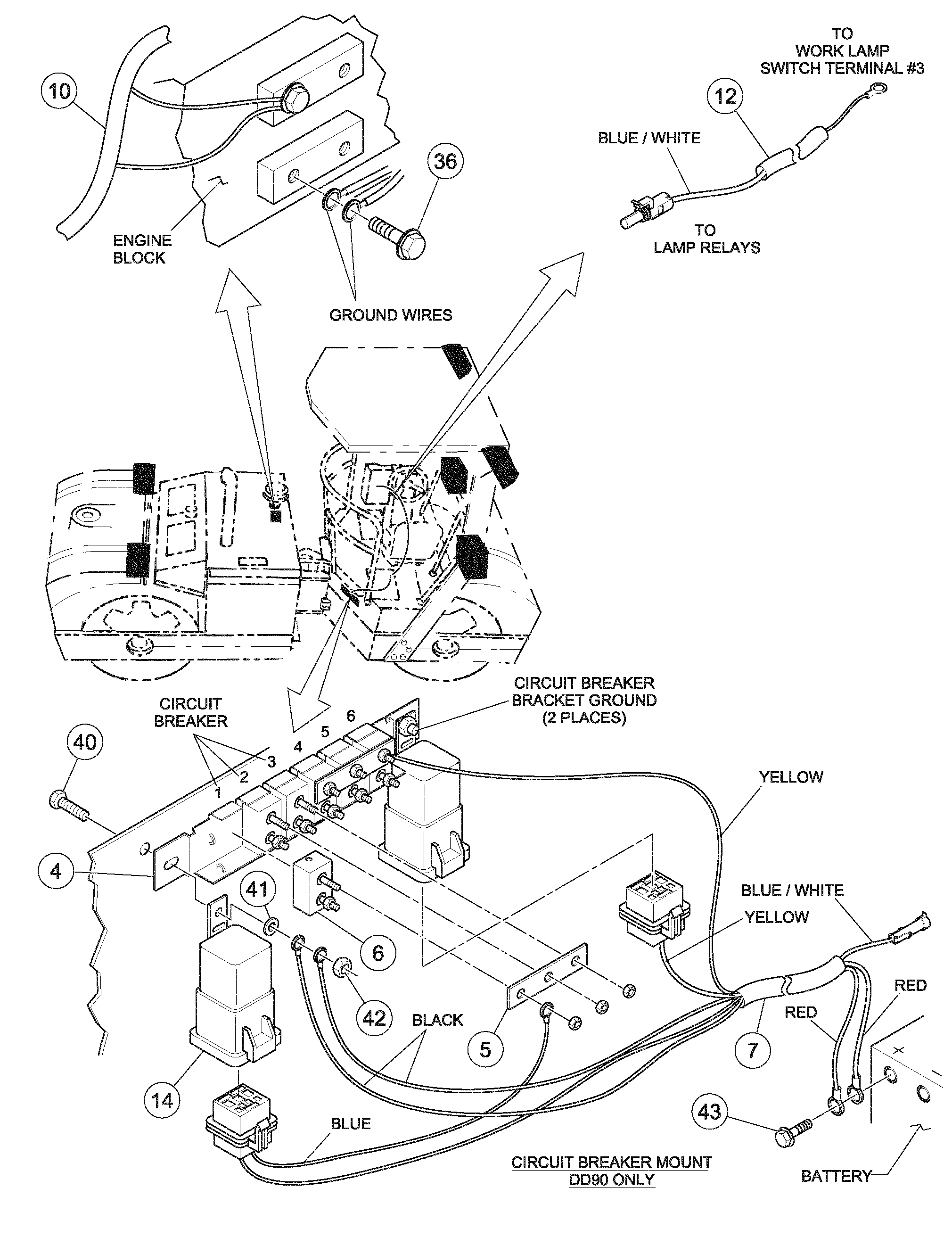 Схема запчастей Volvo DD126HF S/N 53537 - - 89832 HID/work light installation 