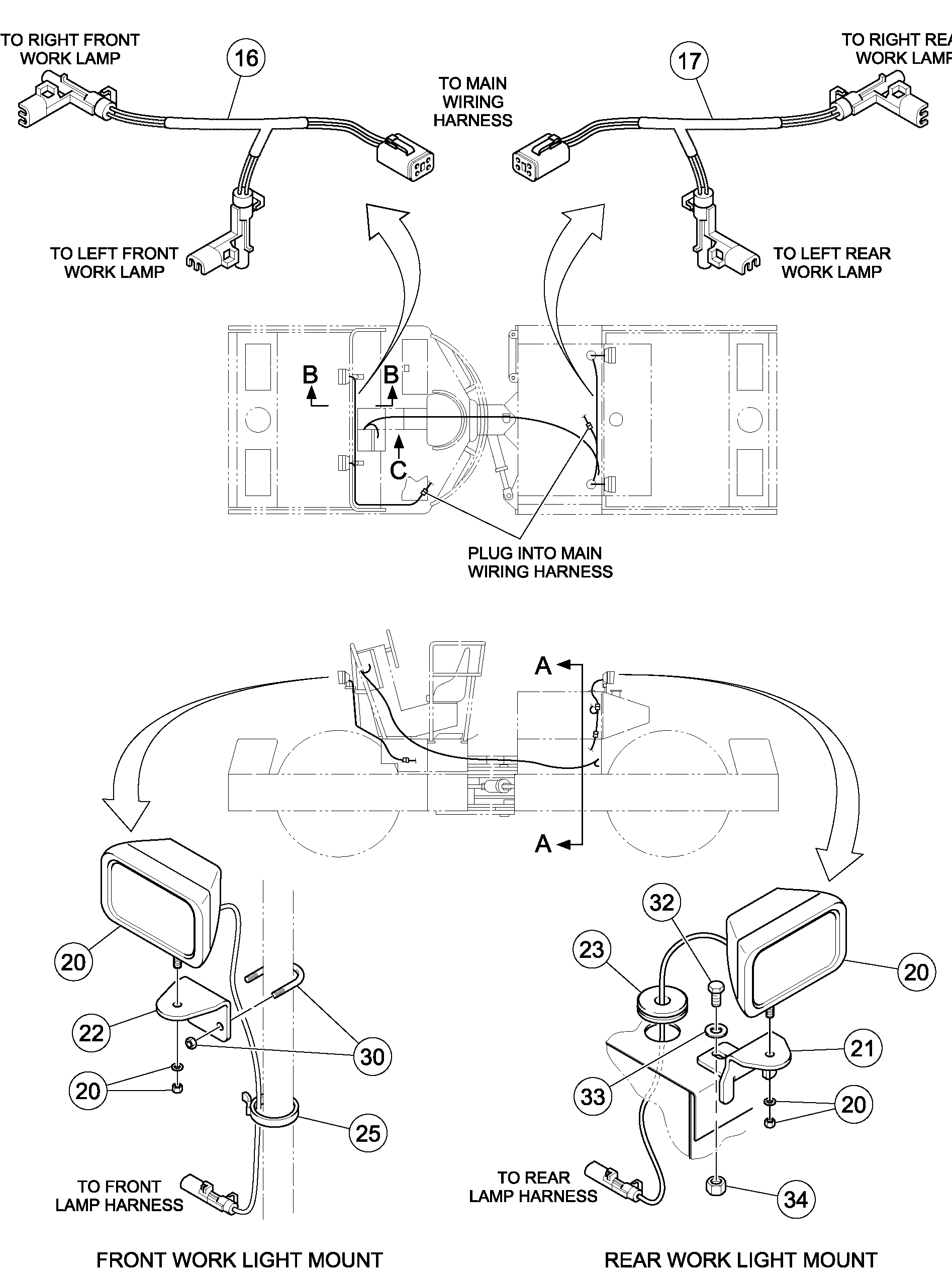 Схема запчастей Volvo DD126HF S/N 53537 - - 90328 HID/work light installation 