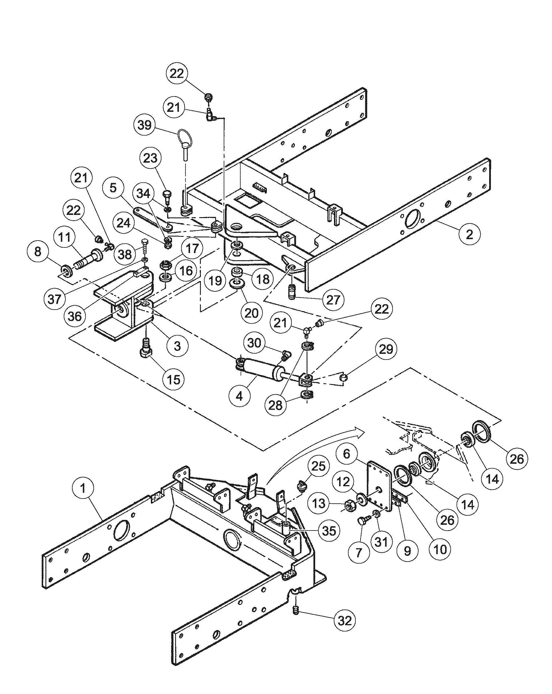 Схема запчастей Volvo DD126HF S/N 53537 - - 82337 Frame and Swivel Installation 