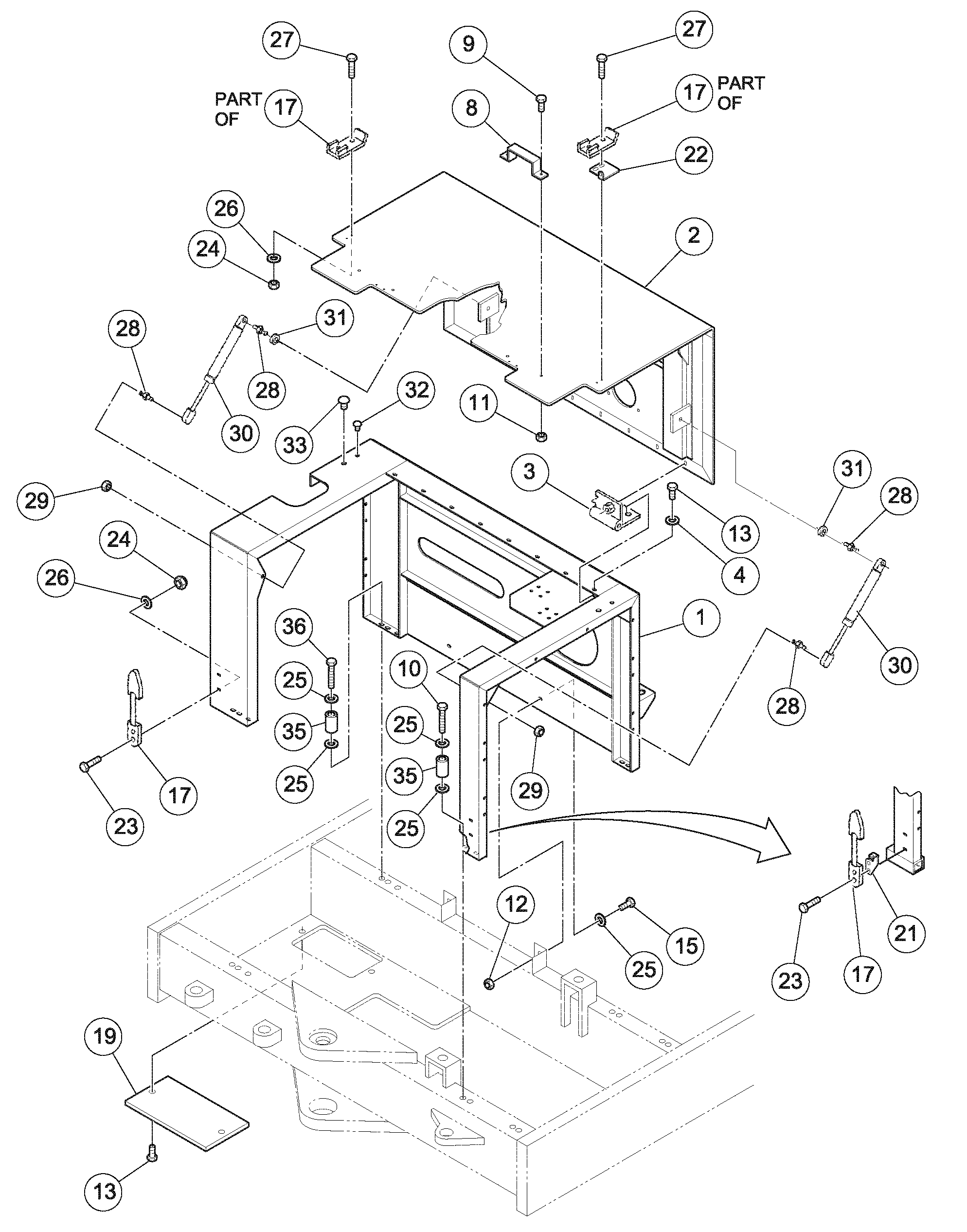 Схема запчастей Volvo DD126HF S/N 53537 - - 82275 Engine Cowling Installation 