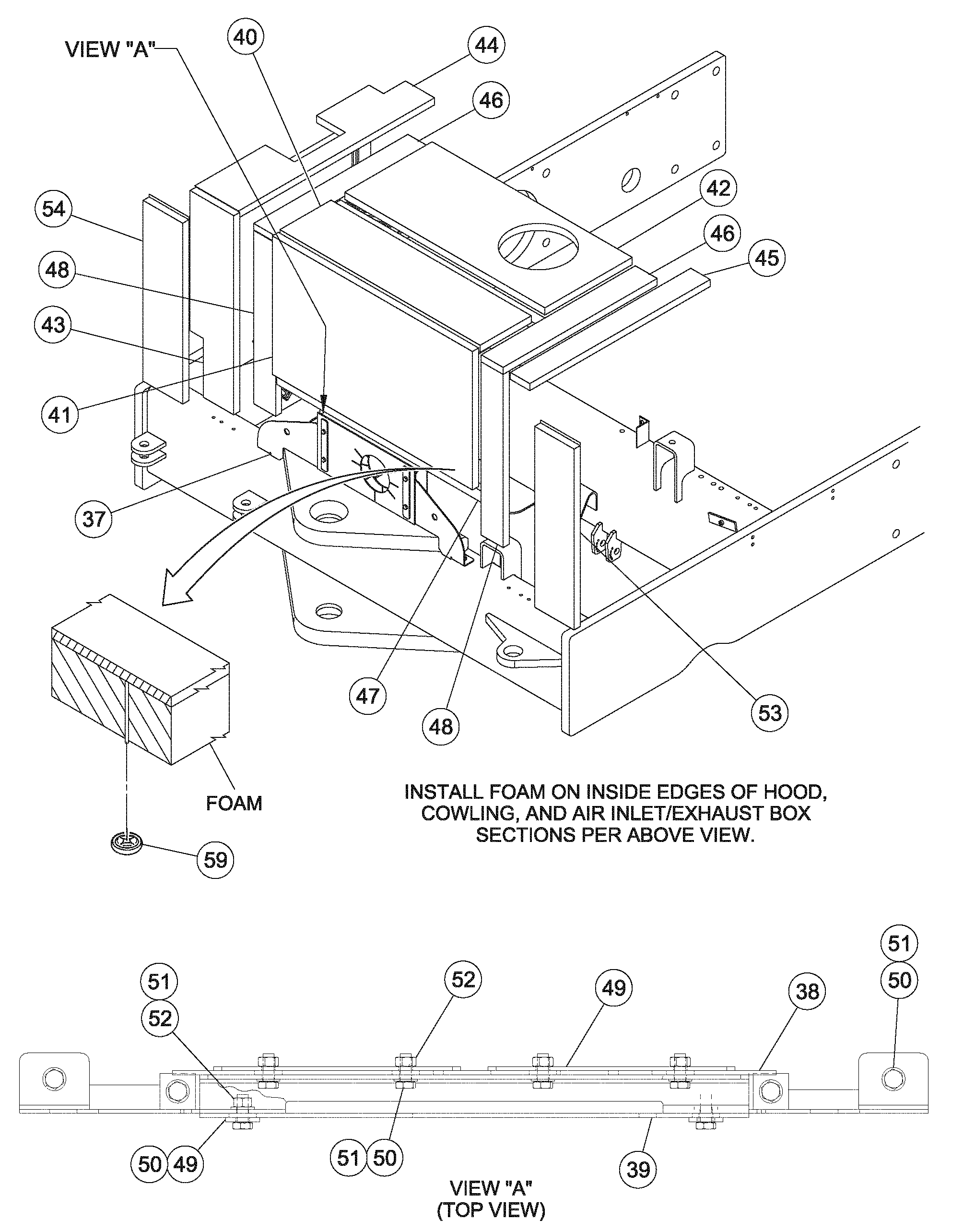 Схема запчастей Volvo DD126HF S/N 53537 - - 91052 Engine Cowling Installation 