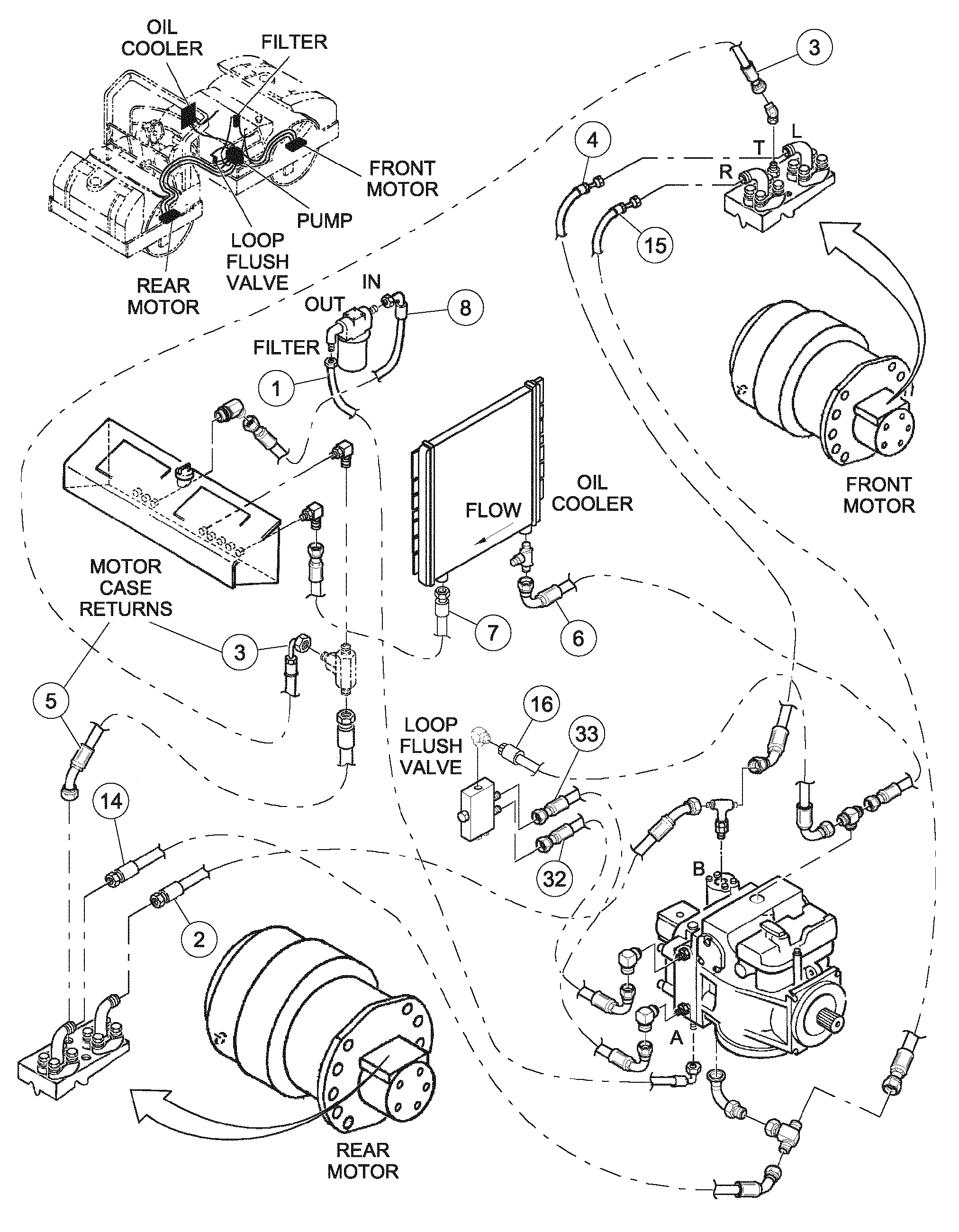 Схема запчастей Volvo DD126HF S/N 53537 - - 82779 Traction Hoses Installation 