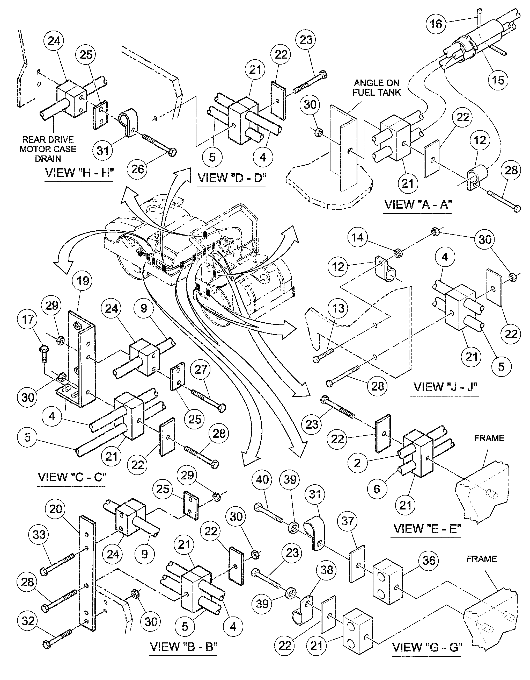Схема запчастей Volvo DD126HF S/N 53537 - - 90617 Vibration Hoses Installation 