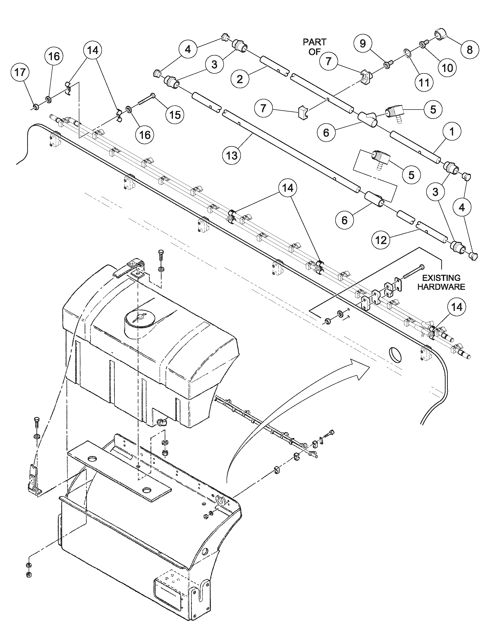 Схема запчастей Volvo DD126HF S/N 53537 - - 84396 Spray Bar Assembly 