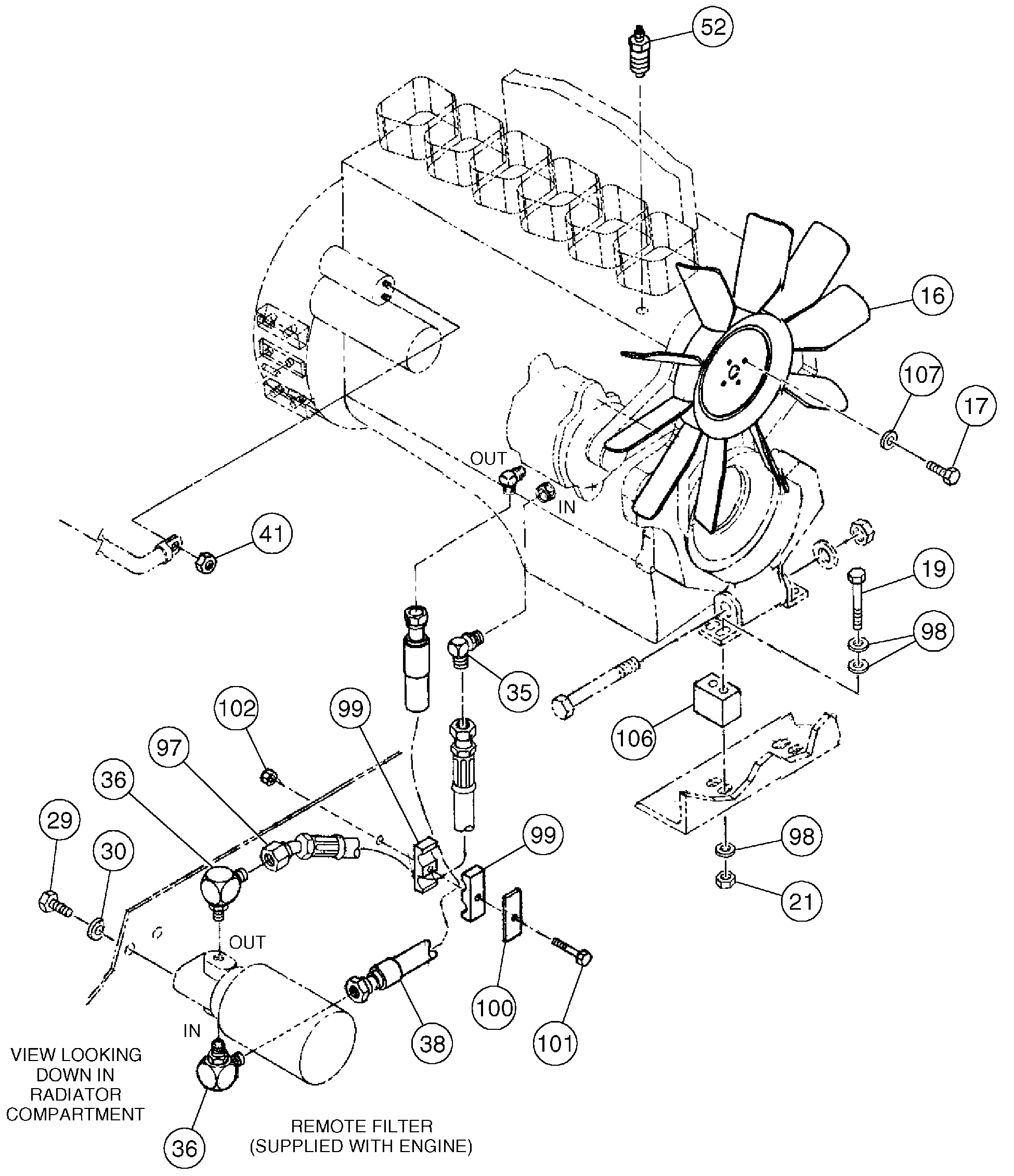 Схема запчастей Volvo DD136HF S/N 53593 - - 89207 Engine Installation 