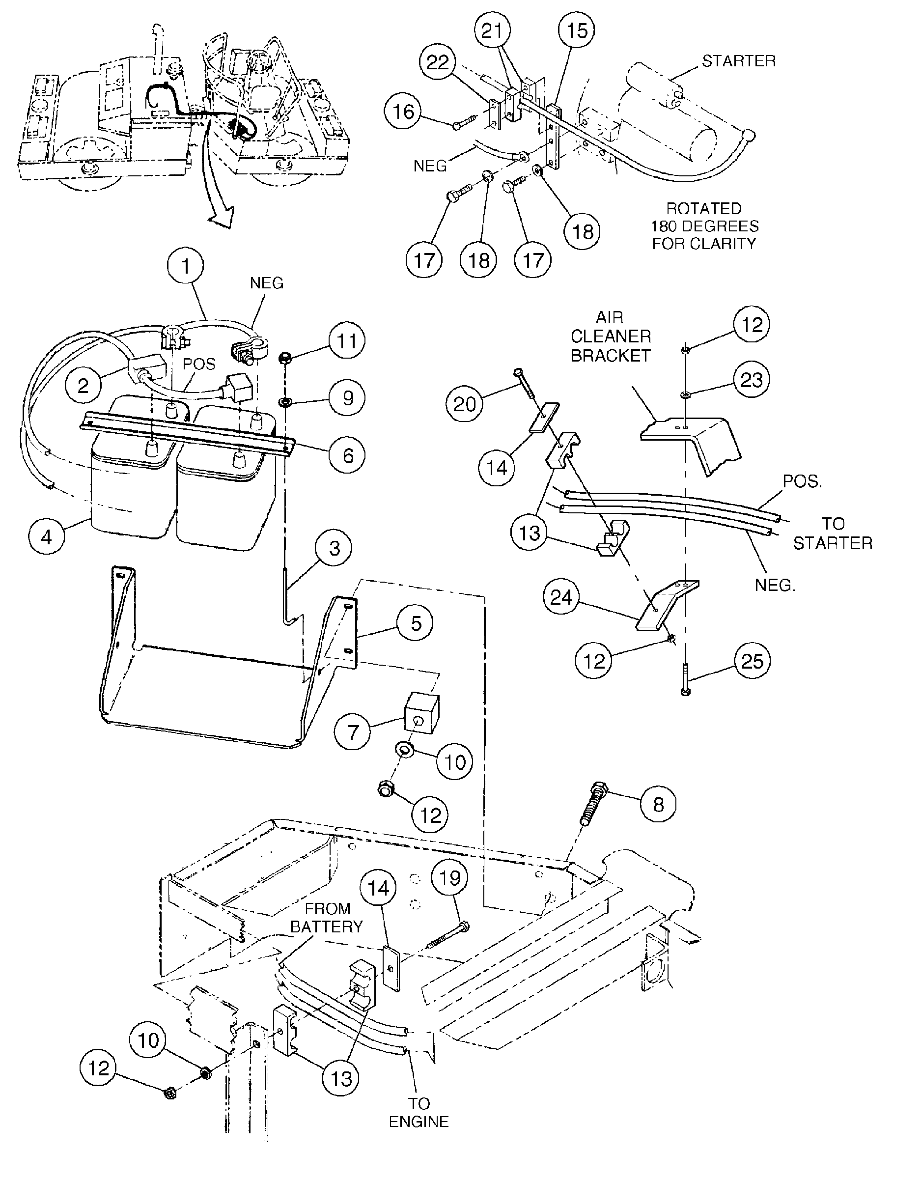 Схема запчастей Volvo DD136HF S/N 53593 - - 102631 Battery installation 