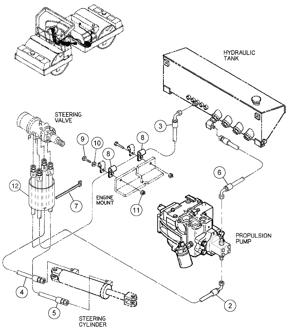 Схема запчастей Volvo DD136HF S/N 53593 - - 90811 Steering Hoses Installation 