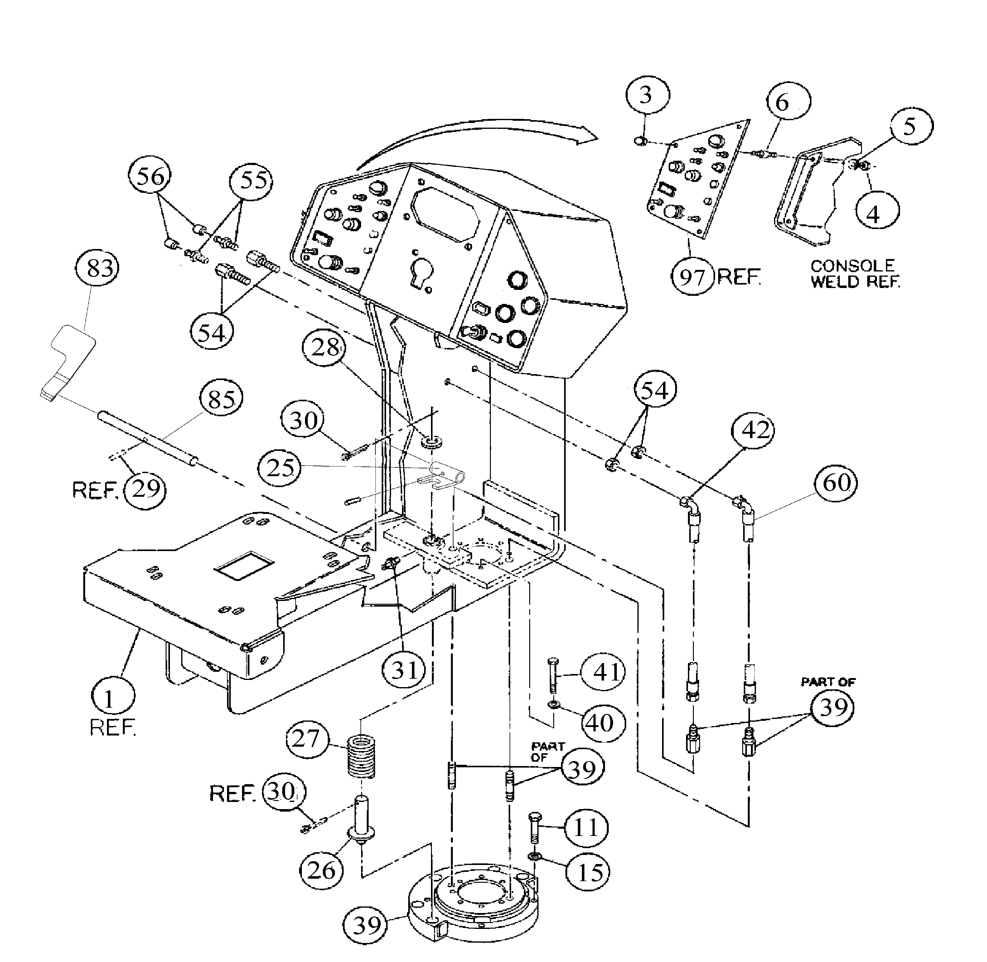 Схема запчастей Volvo DD136HF S/N 53593 - - 88574 Console Installation 