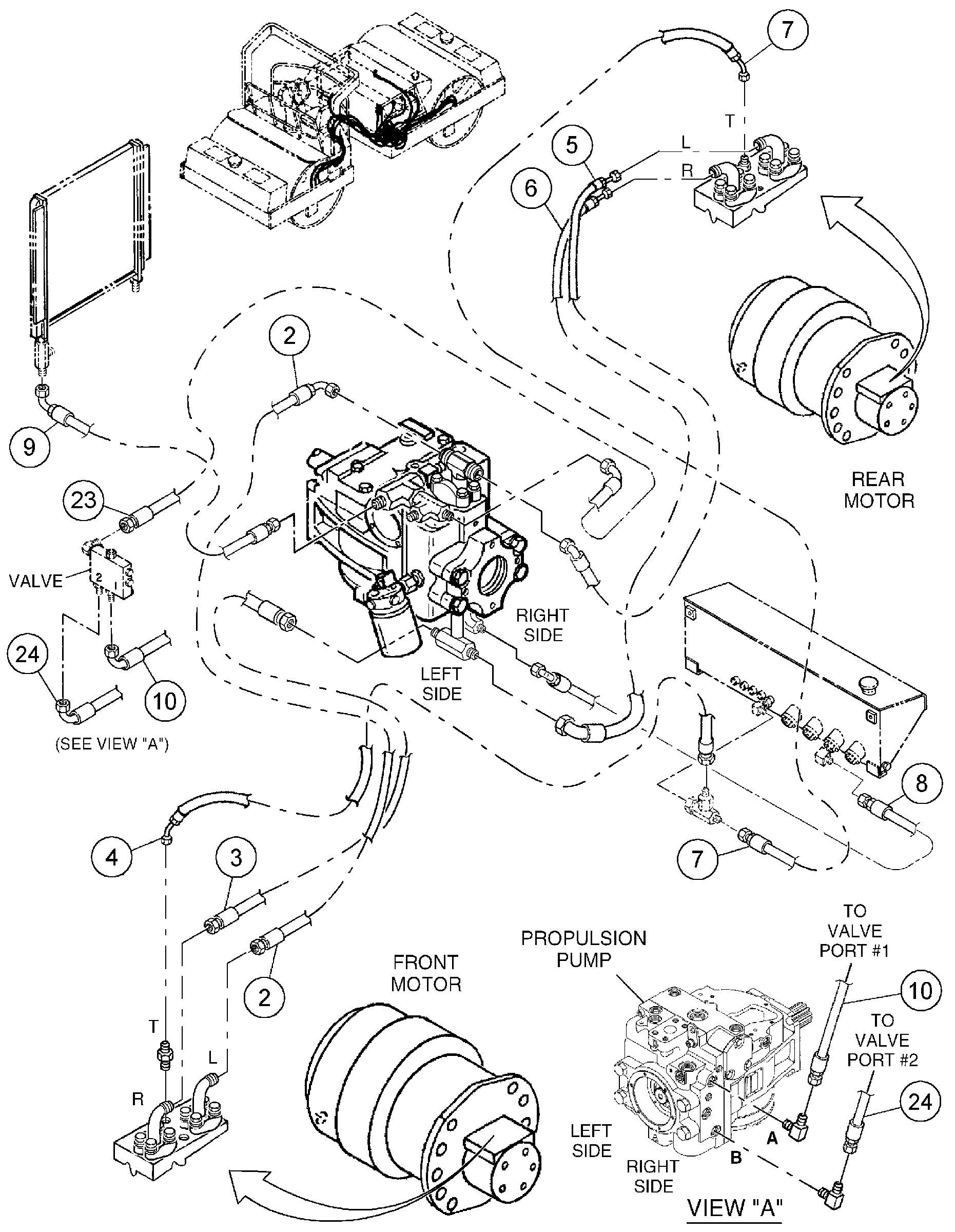 Схема запчастей Volvo DD136HF S/N 53593 - - 88333 Propulsion Hose Installation 