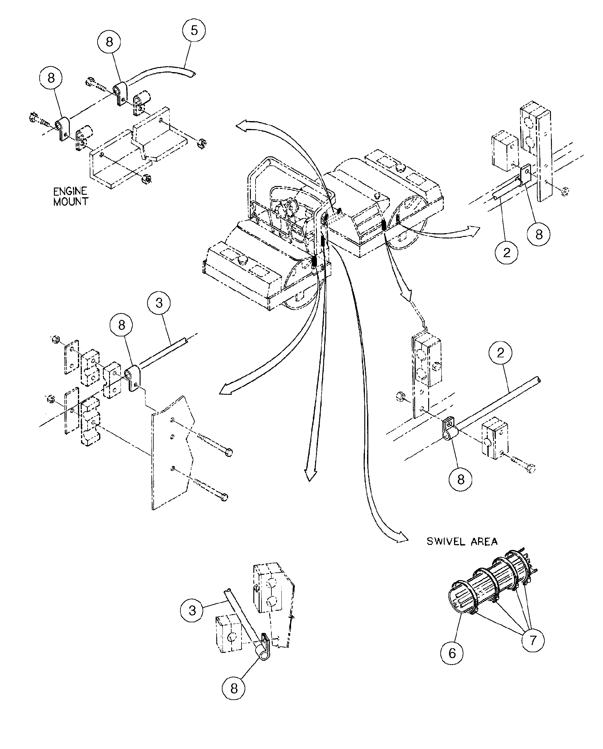 Схема запчастей Volvo DD146HF S/N 53539 - - 87084 Brake Hoses Installation 