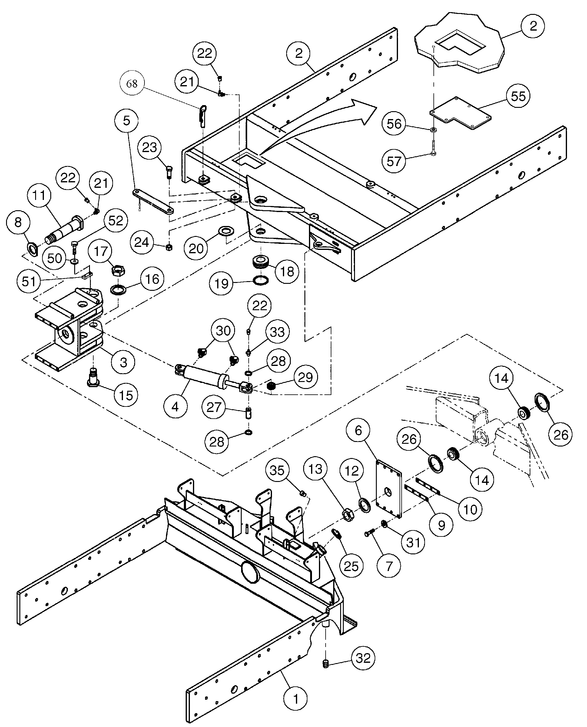 Схема запчастей Volvo DD146HF S/N 53539 - - 87079 Frame and Swivel Installation 