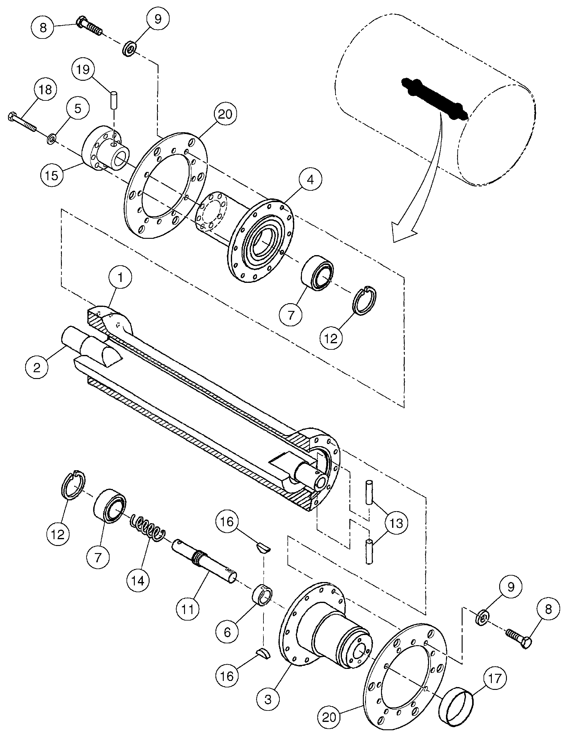 Схема запчастей Volvo DD146HF S/N 53539 - - 106452 Eccentric Shaft Assembly 
