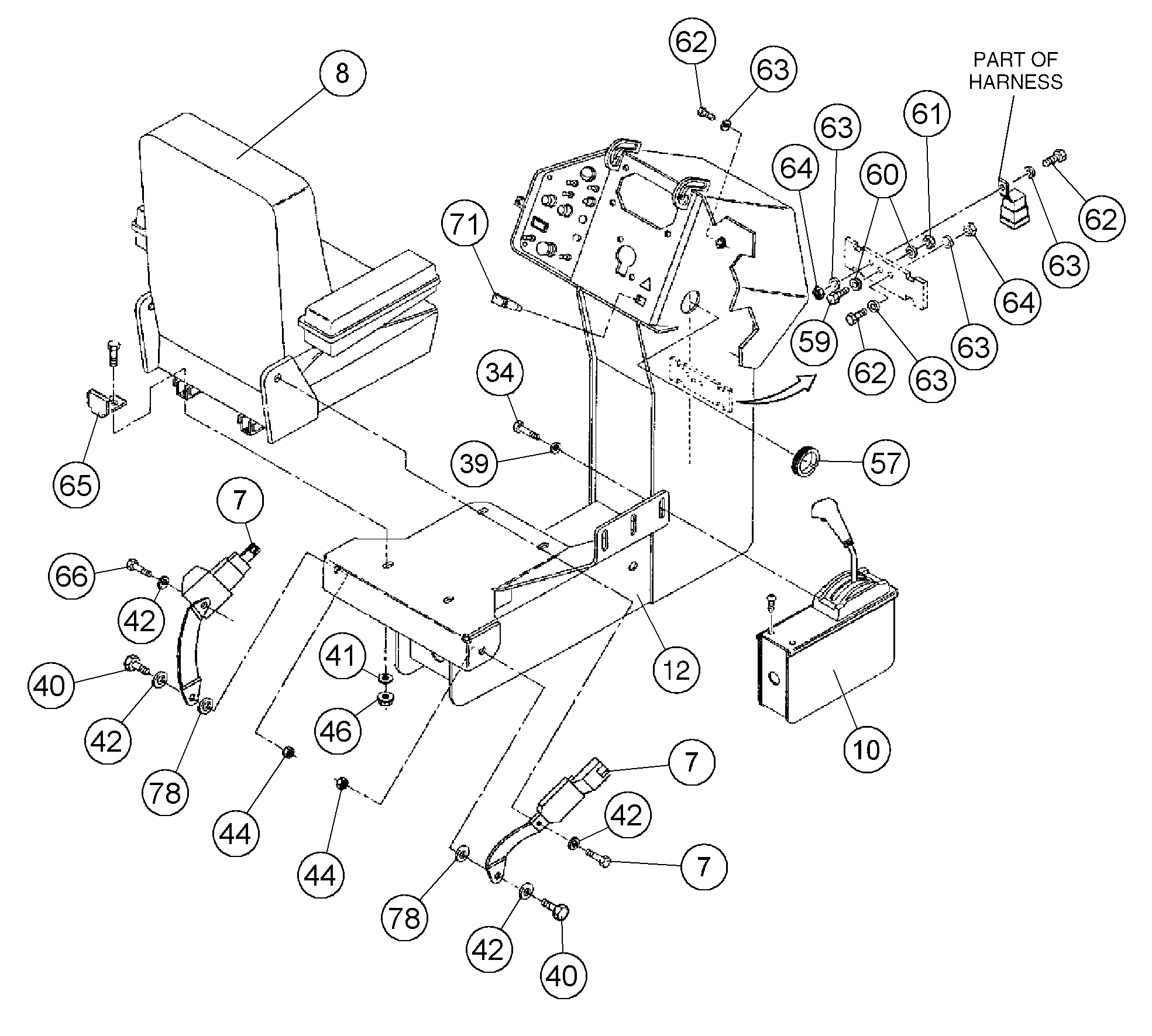 Схема запчастей Volvo DD146HF S/N 53539 - - 97970 Console Installation 