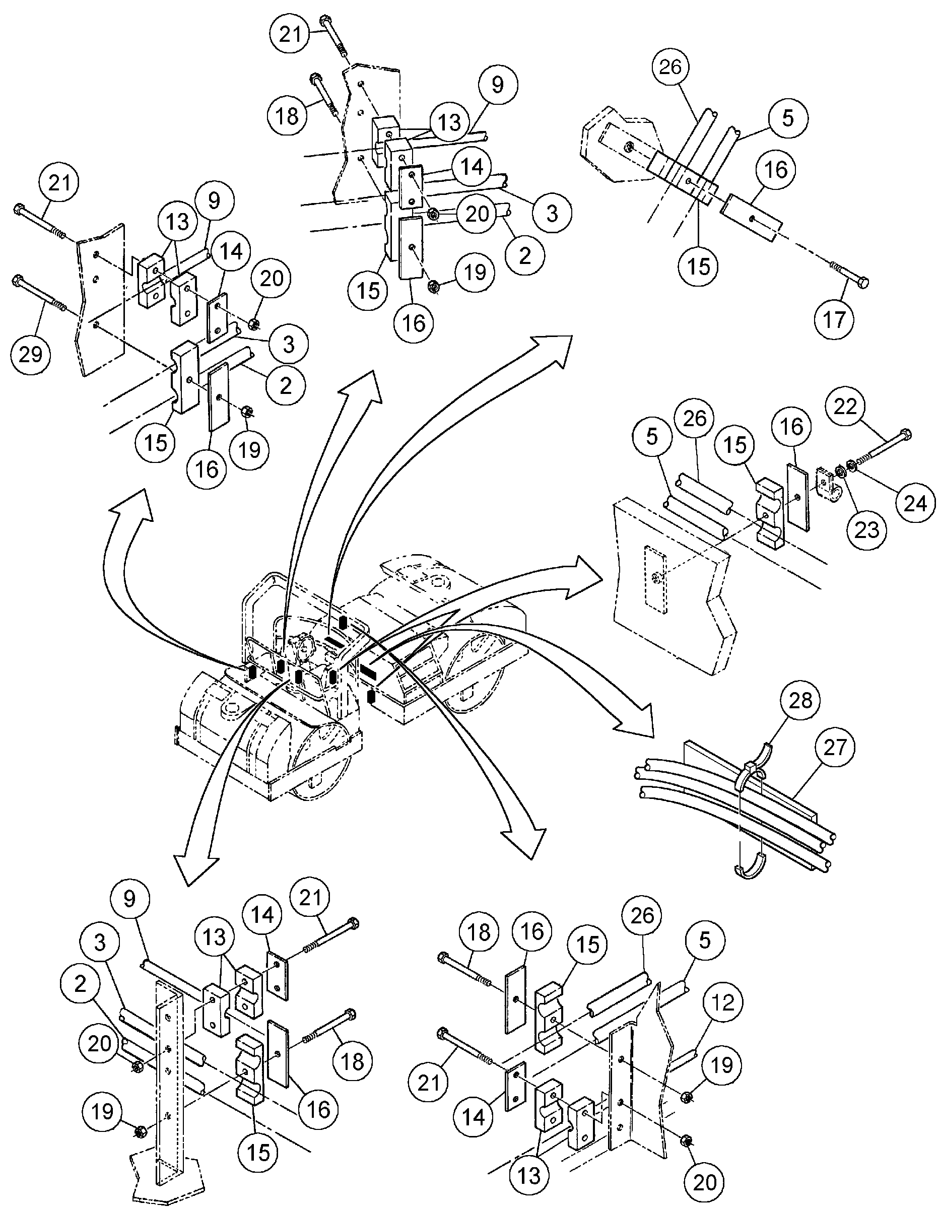 Схема запчастей Volvo DD146HF S/N 53539 - - 88824 Vibration Hoses Installation 