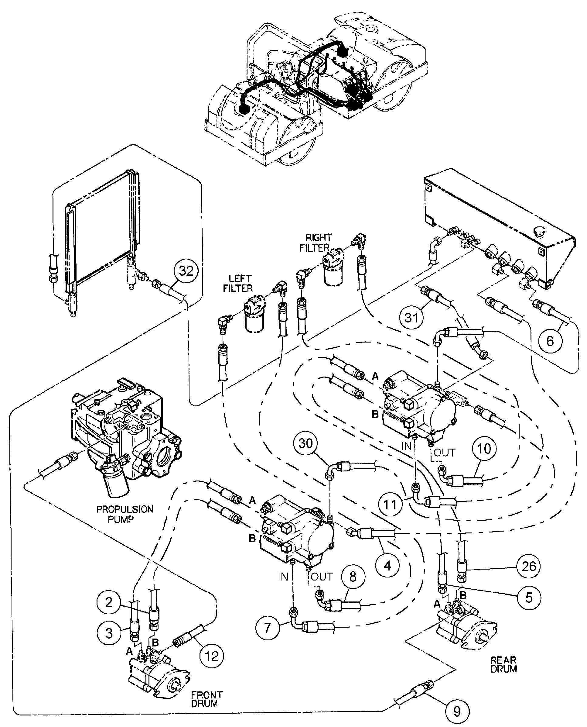 Схема запчастей Volvo DD146HF S/N 53539 - - 88861 Vibration Hoses Installation 