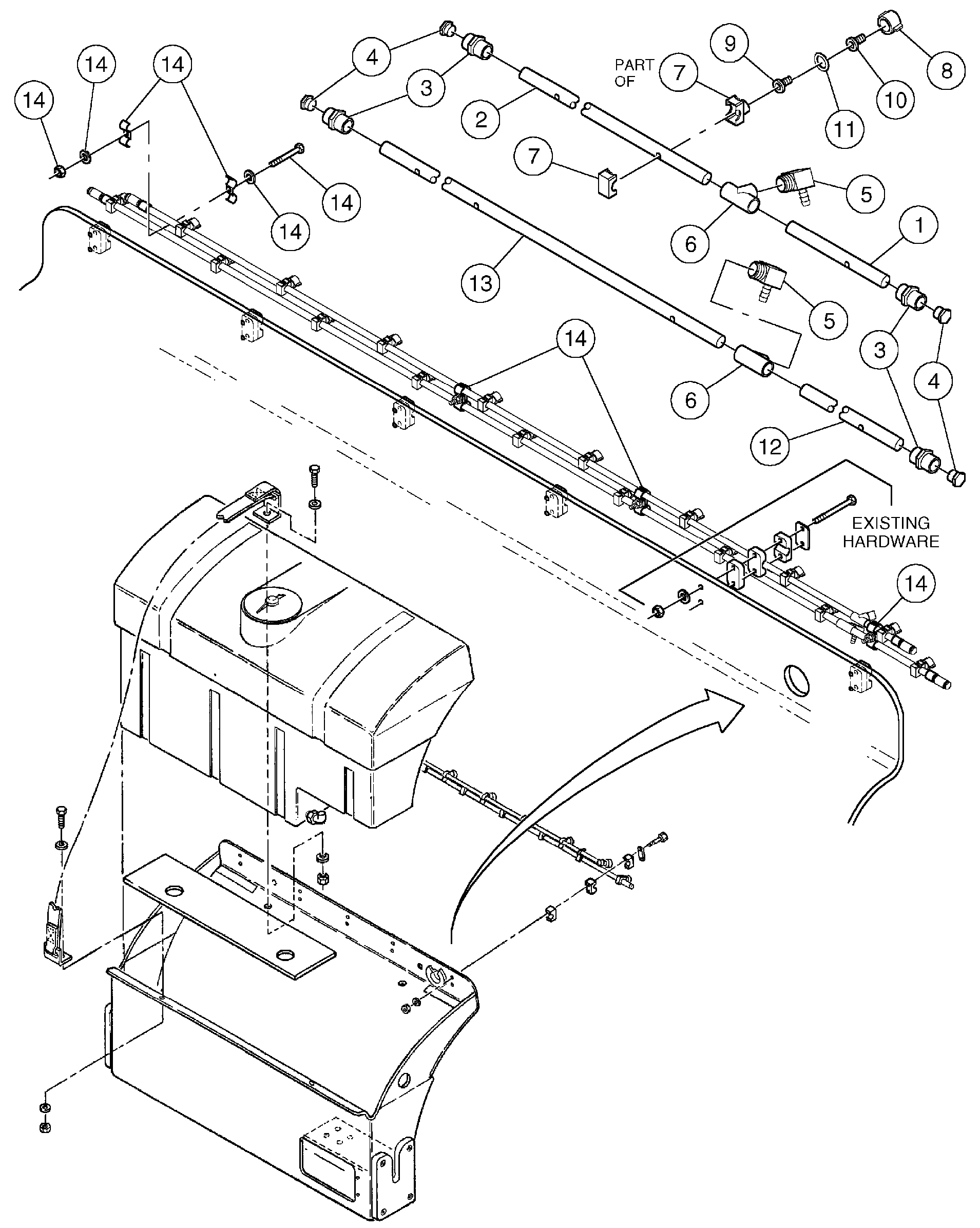 Схема запчастей Volvo DD146HF S/N 53539 - - 89182 Spray Bar Assembly 