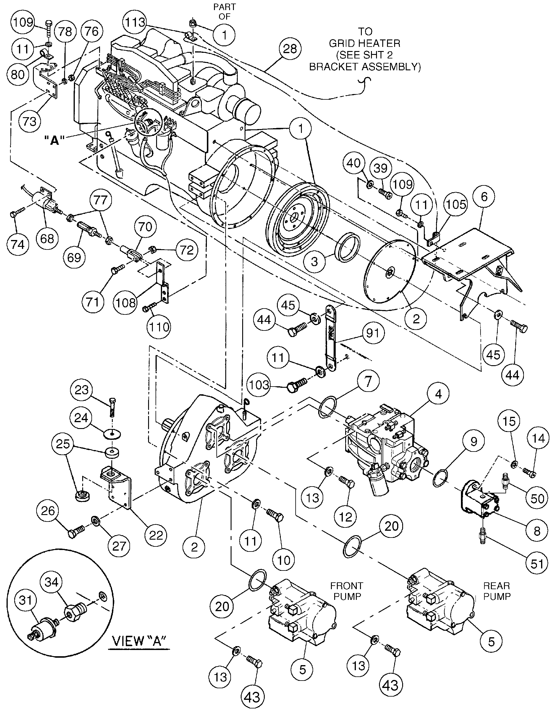 Схема запчастей Volvo DD146HF S/N 53539 - - 106378 Engine Installation 
