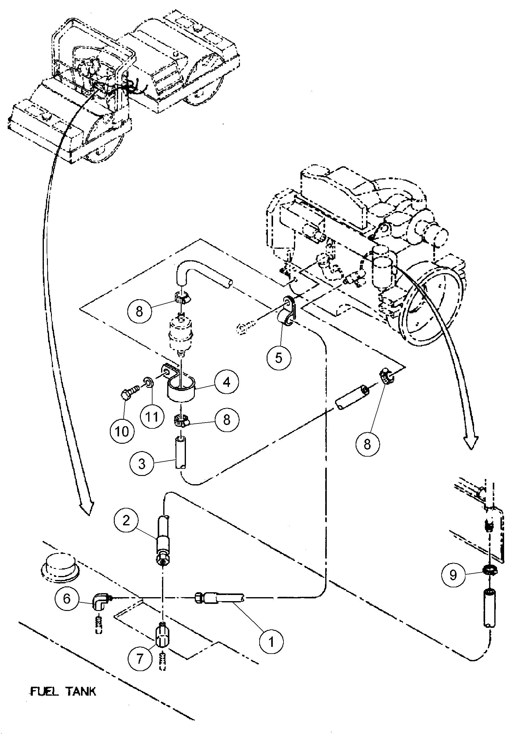 Схема запчастей Volvo DD146HF S/N 53539 - - 89185 Fuel Line Installation 