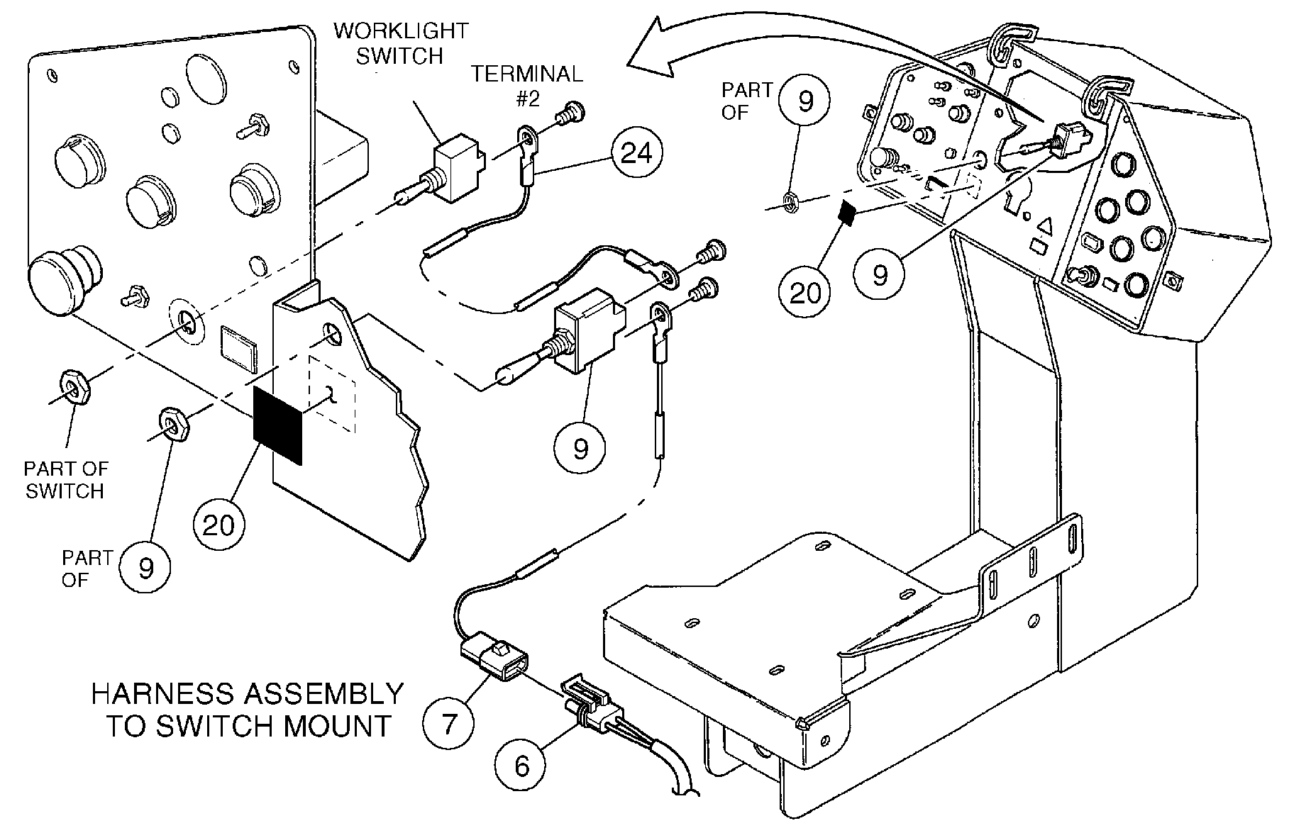 Схема запчастей Volvo DD146HF S/N 53539 - - 89202 HID Spotlight Installation 