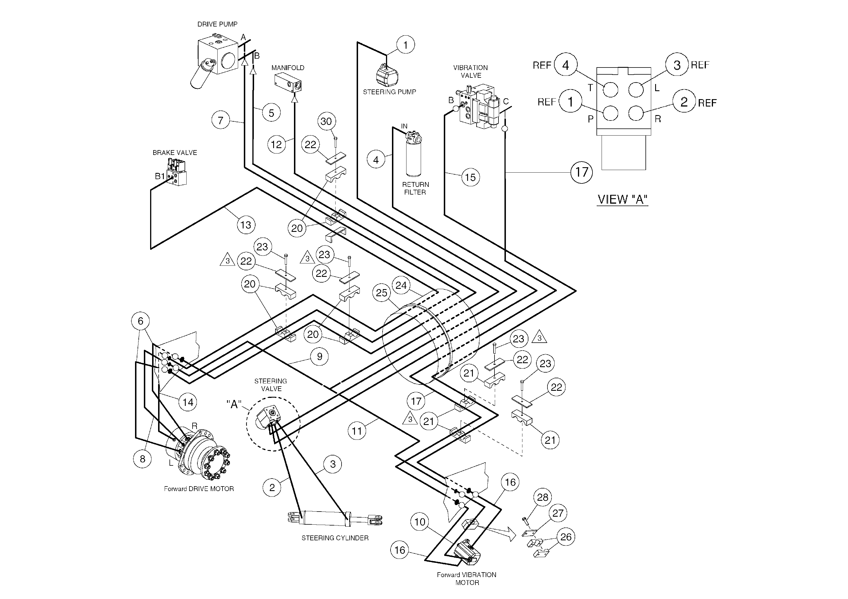 Схема запчастей Volvo DD80 - 8954 Hydraulic Hose Installation DD80 S/N 0820107116 -