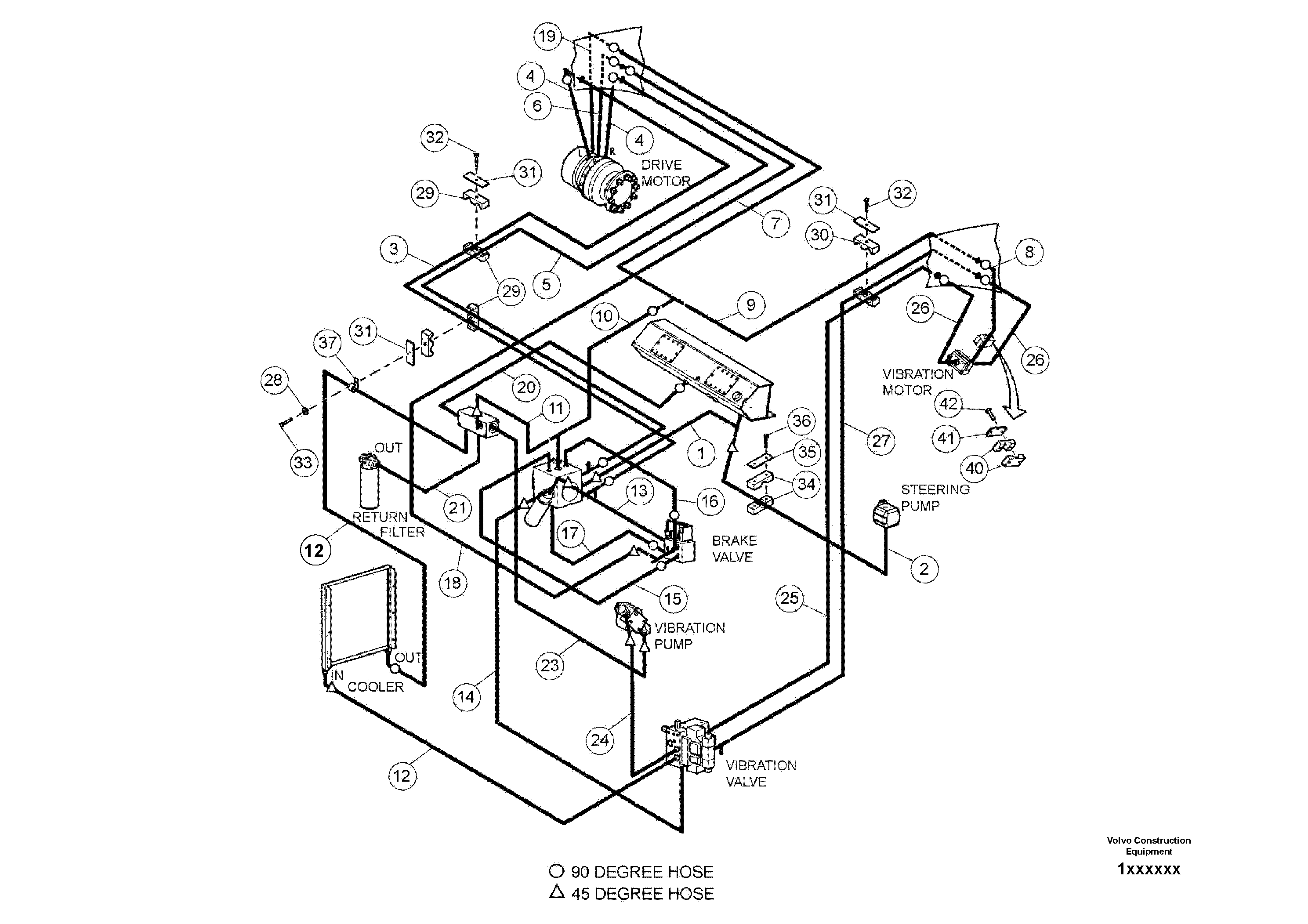 Схема запчастей Volvo DD80 - 99327 Hydraulic Hose Installation DD80 S/N 0820107116 -