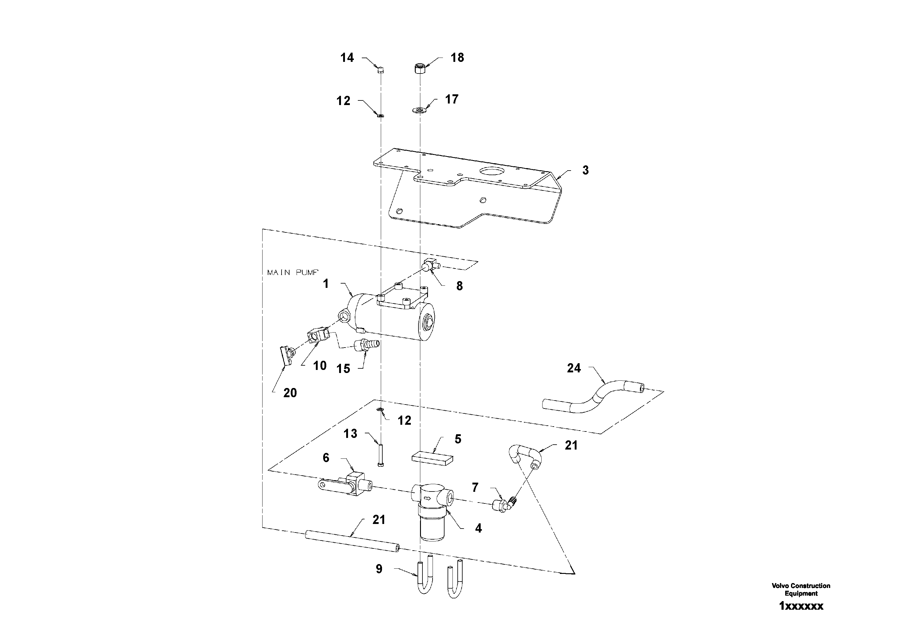Схема запчастей Volvo DD80 - 102413 Водяной насос в сборе DD80 S/N 0820107116 -