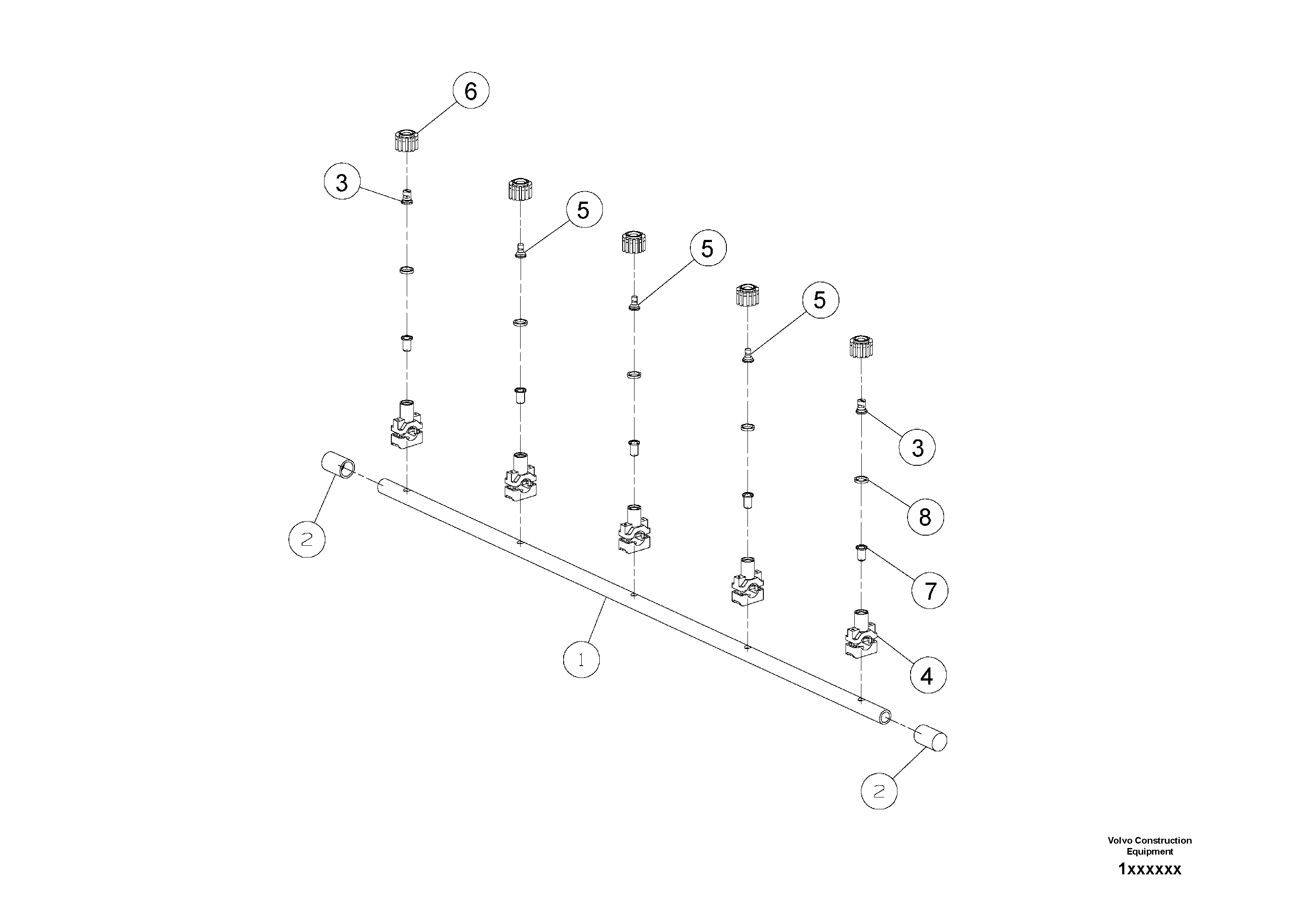 Схема запчастей Volvo DD80 - 6155 Spray Bar Assembly DD80 S/N 0820107116 -