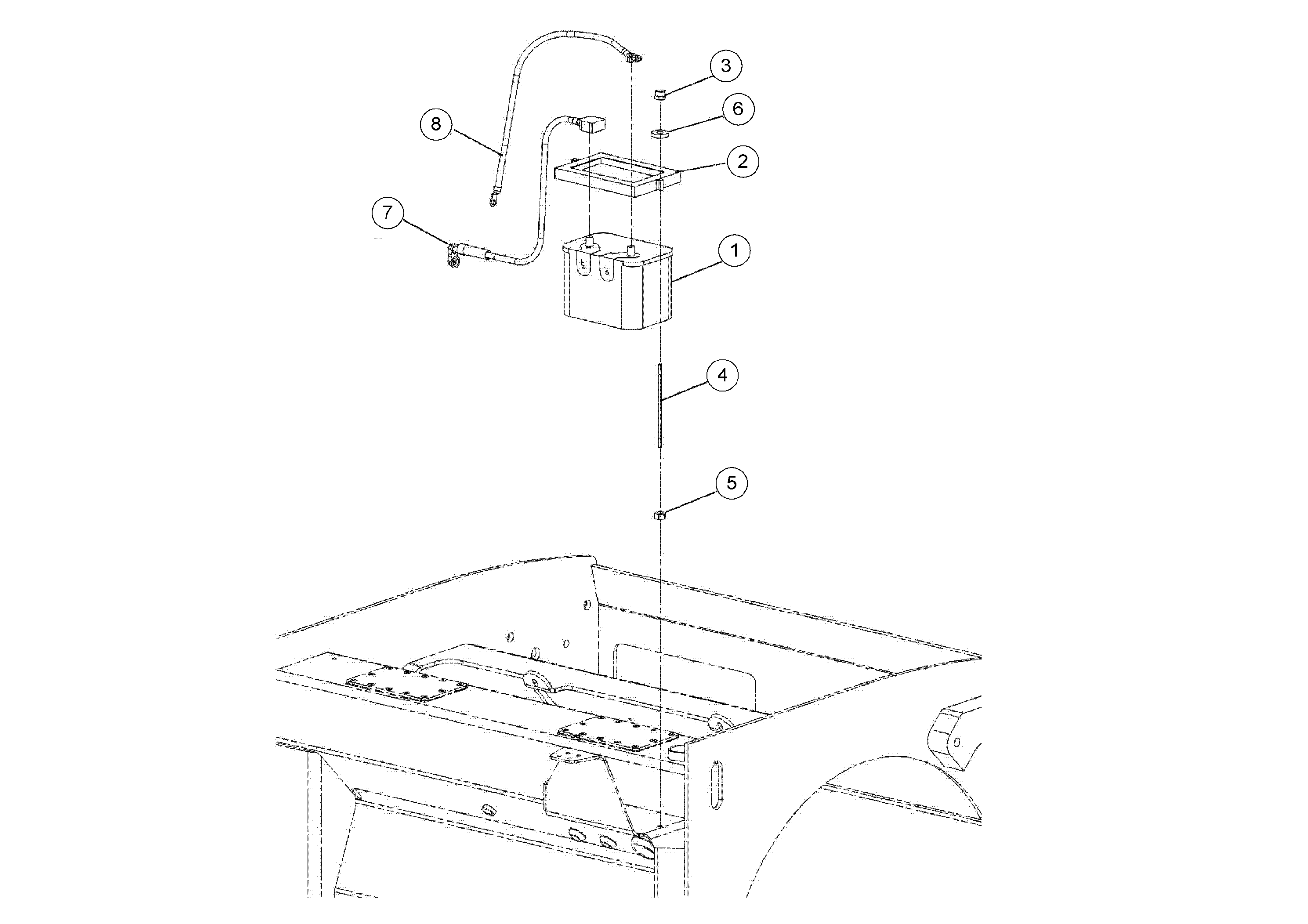 Схема запчастей Volvo DD80 - 95454 Battery installation DD80 S/N 0720110086-