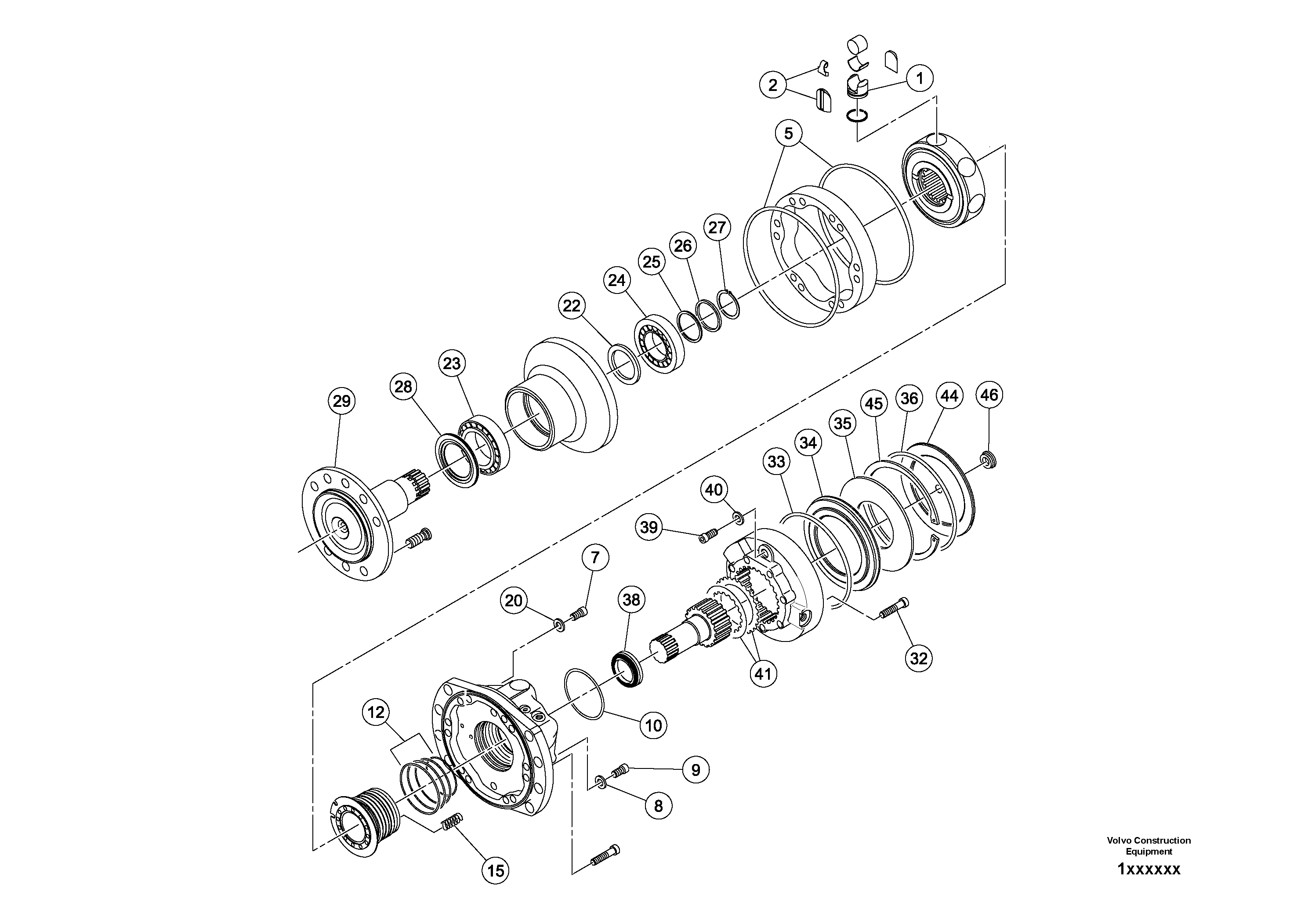Схема запчастей Volvo DD80 - 96408 Rear Drum Drive Motor DD80 S/N 0720110086-