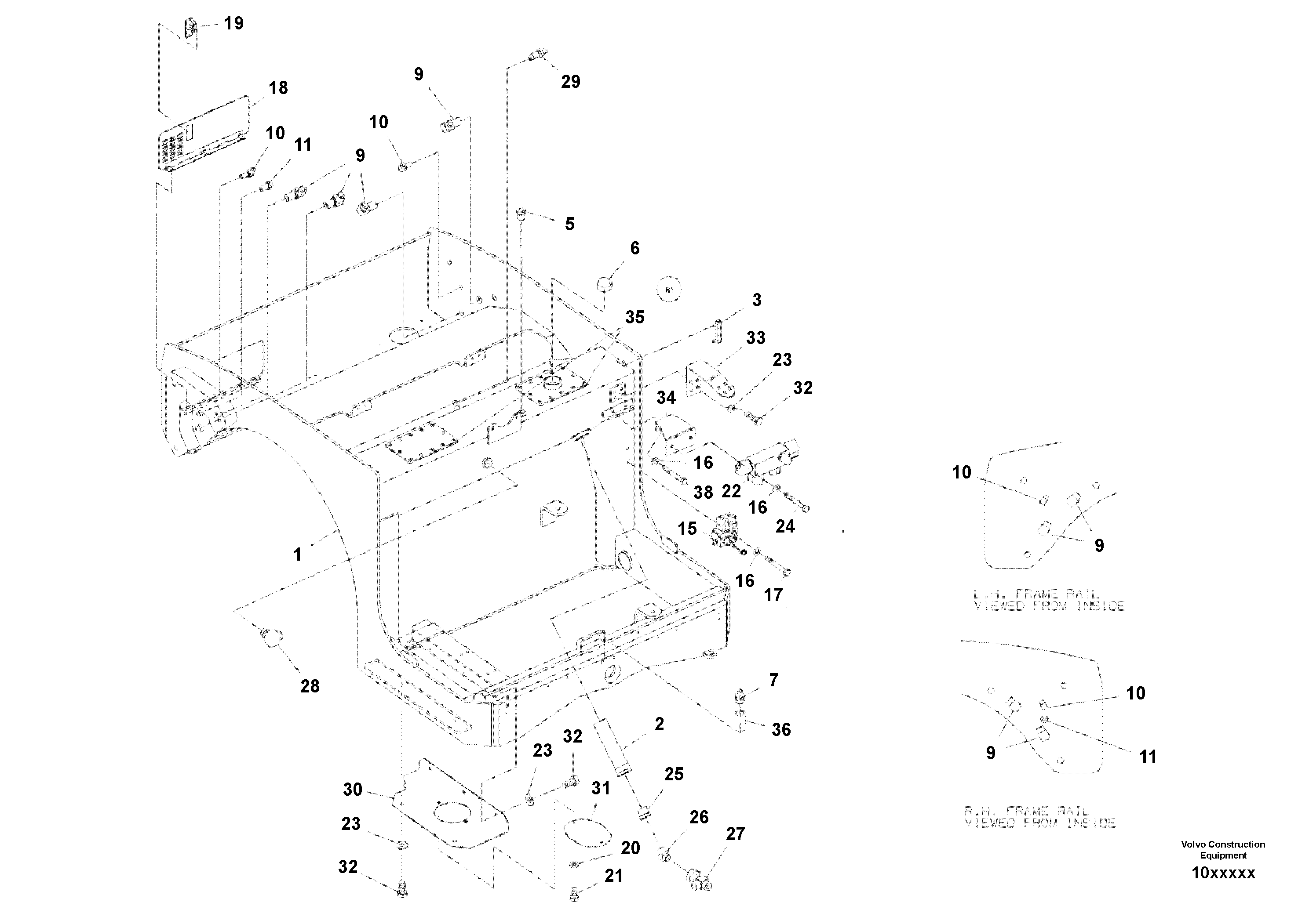 Схема запчастей Volvo DD80 - 56601 Rear frame Assembly DD80 S/N 0720110086-