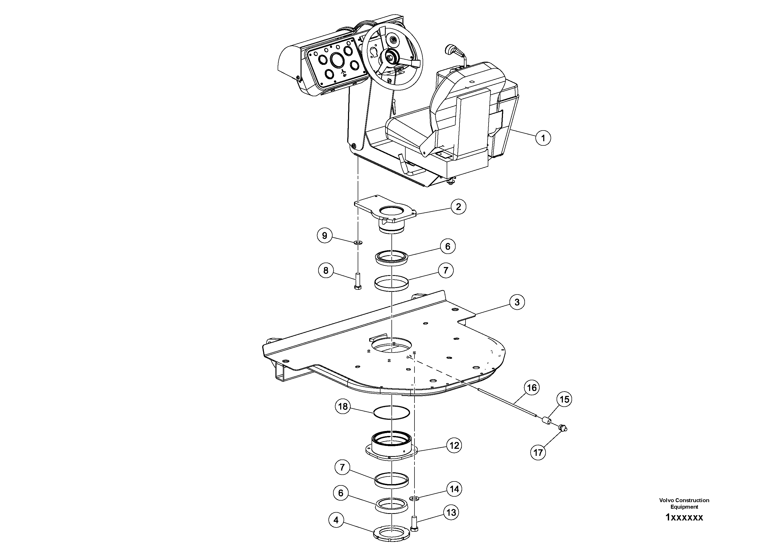 Схема запчастей Volvo DD80 - 106719 Console/deck Assembly DD80 S/N 0720110086-