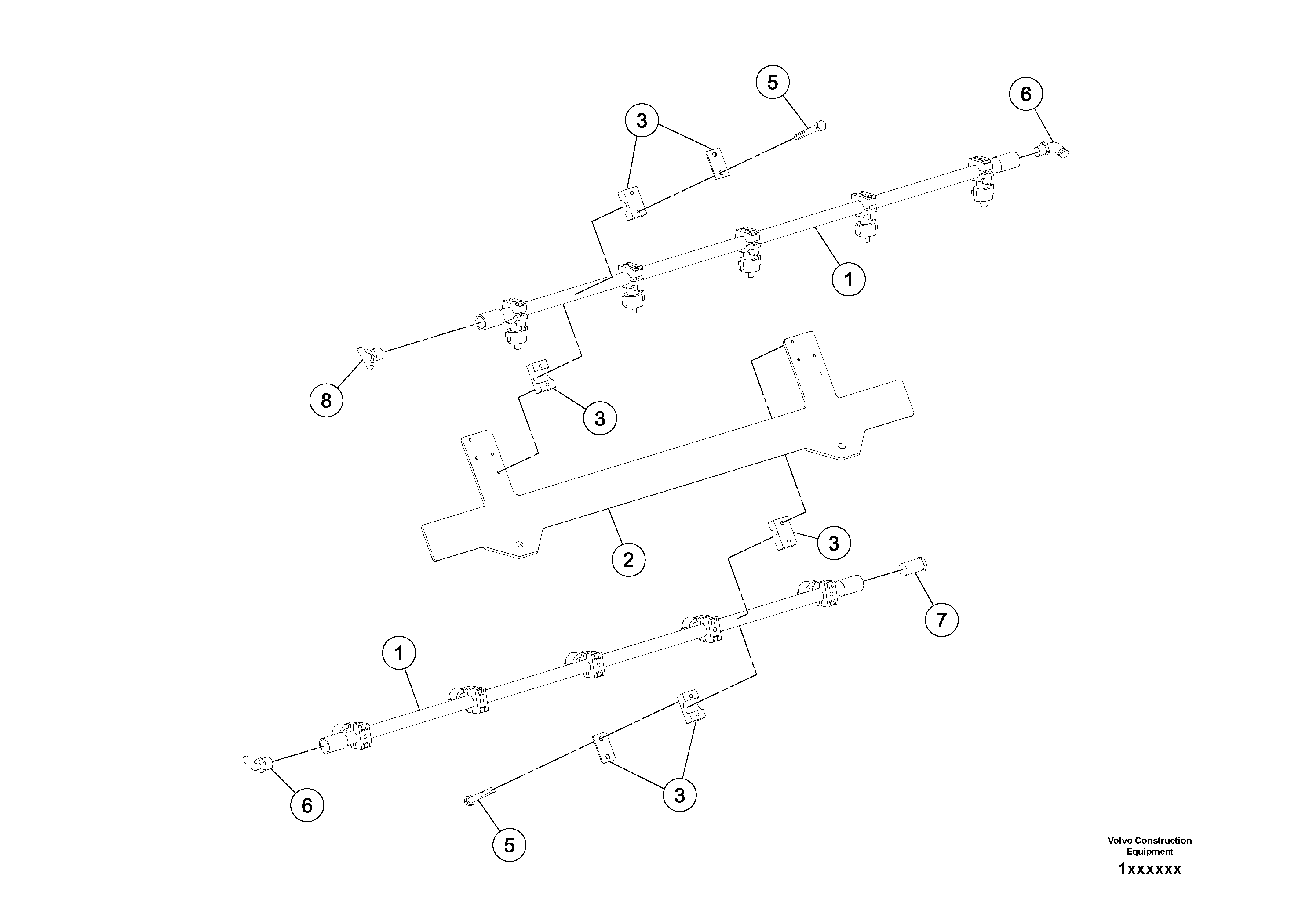 Схема запчастей Volvo DD80 - 21757 Single Spray Bar Assembly DD80 S/N 0720110086-