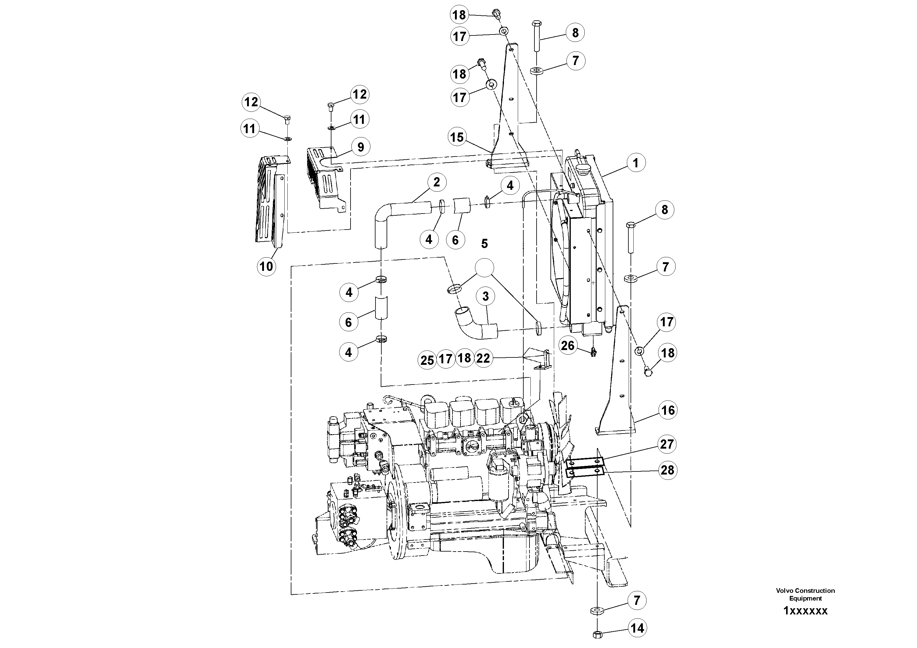 Схема запчастей Volvo DD80 - 75402 Radiator/Oil Cooler Assembly DD80 S/N 0820107116 -